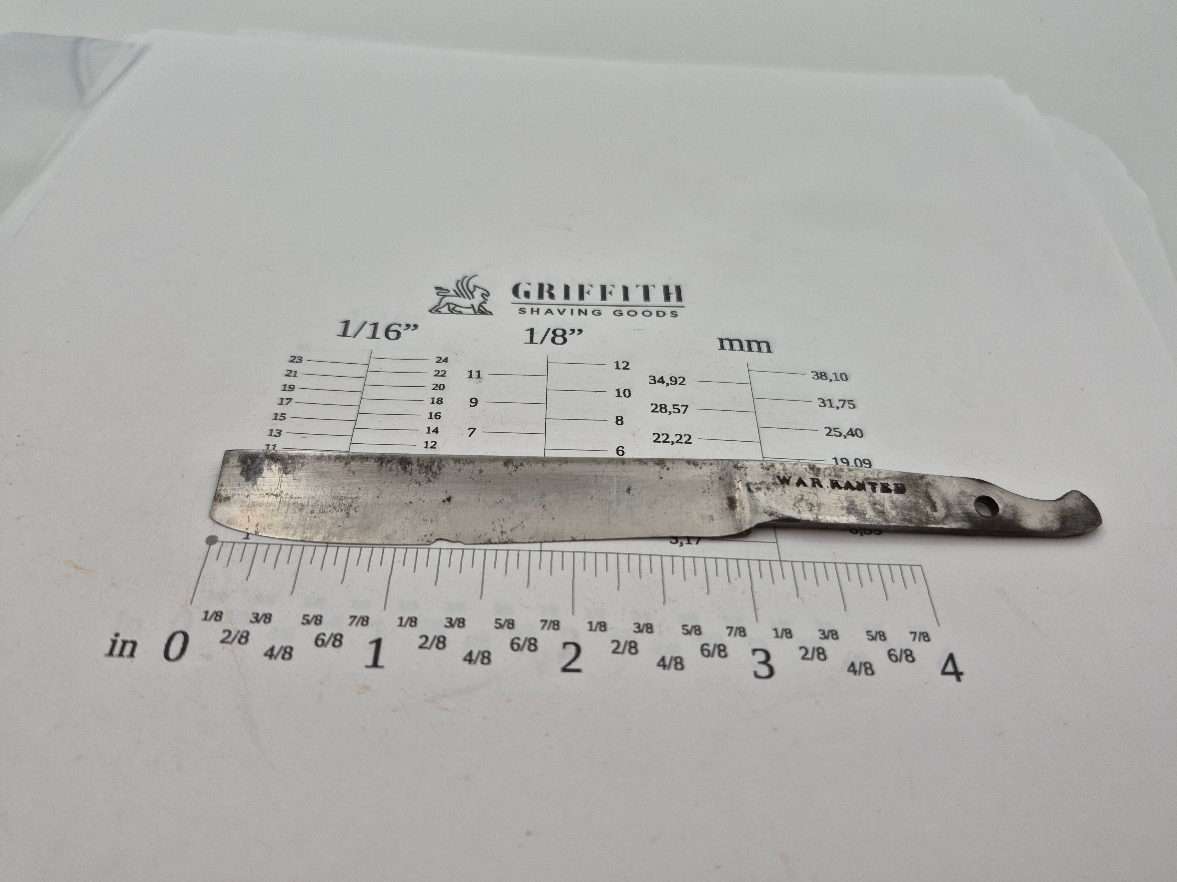 Vintage Warranted Stubtail Sheffield Razor for Restoration
