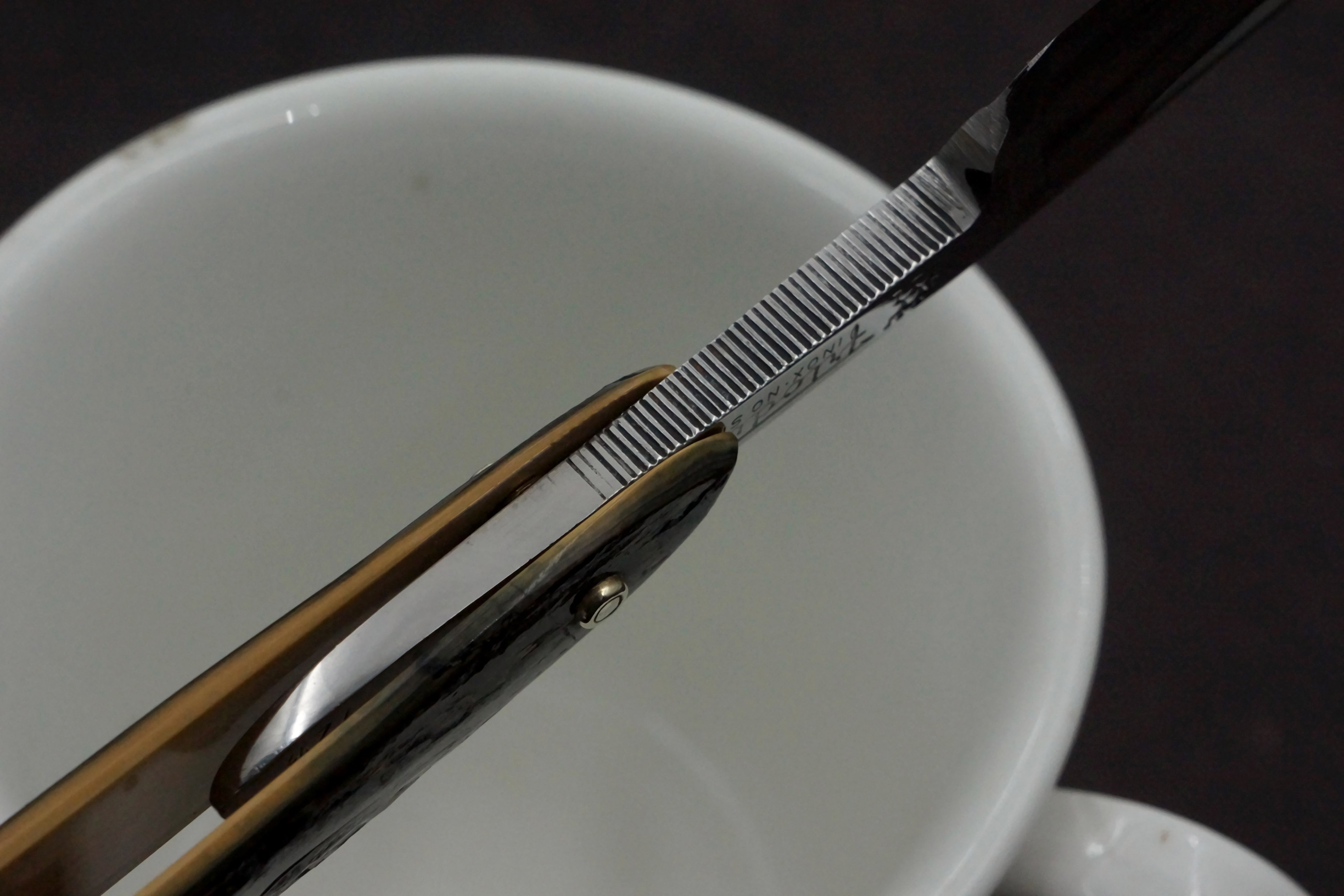 Henckels Friodur 6/8 No. 72 1/2 - Stainless Steel Full Hollow with Custom Mammoth Ivory Scales - Solingen Straight Razor - Shave Ready