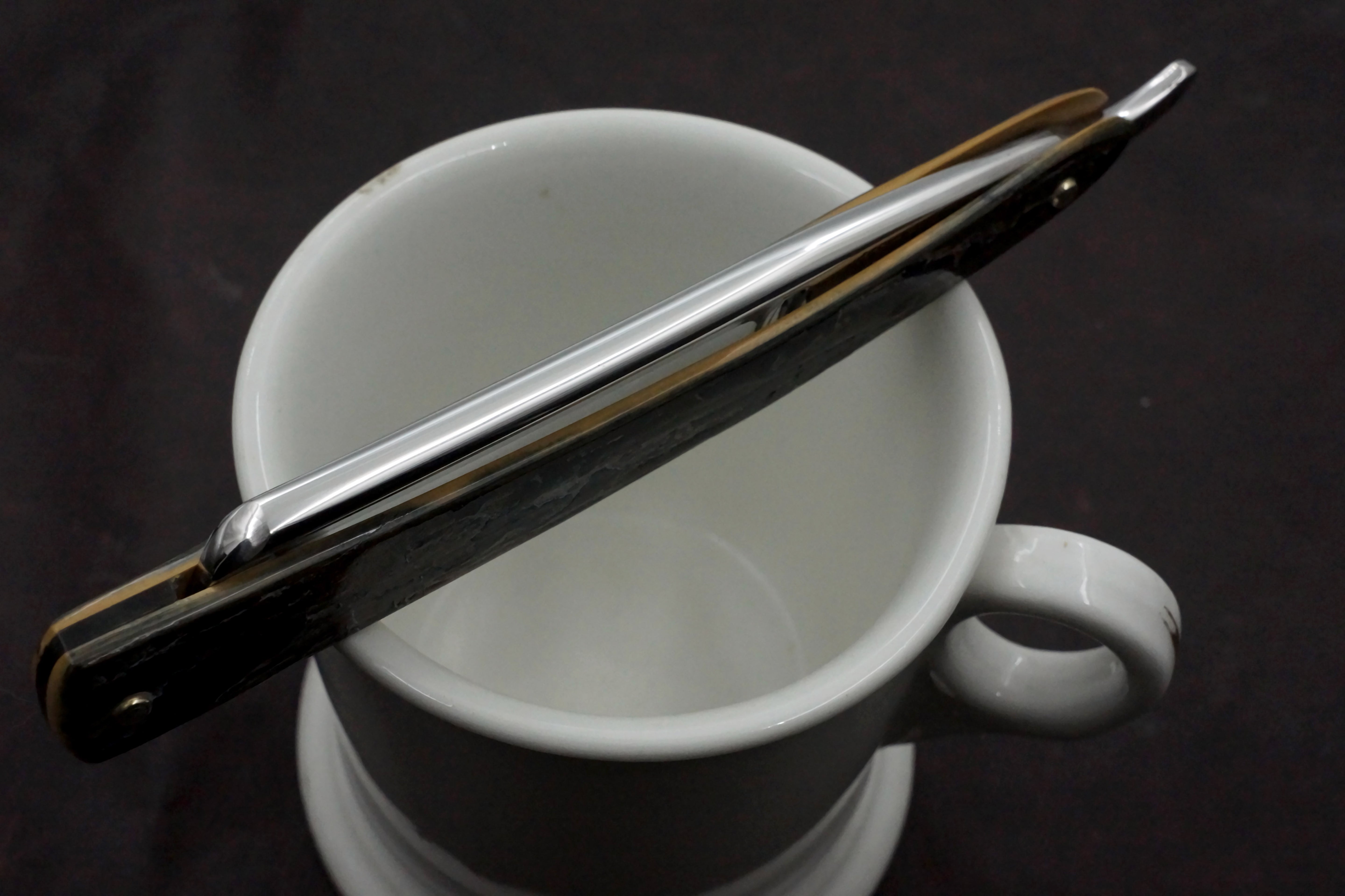 Henckels Friodur 6/8 No. 72 1/2 - Stainless Steel Full Hollow with Custom Mammoth Ivory Scales - Solingen Straight Razor - Shave Ready