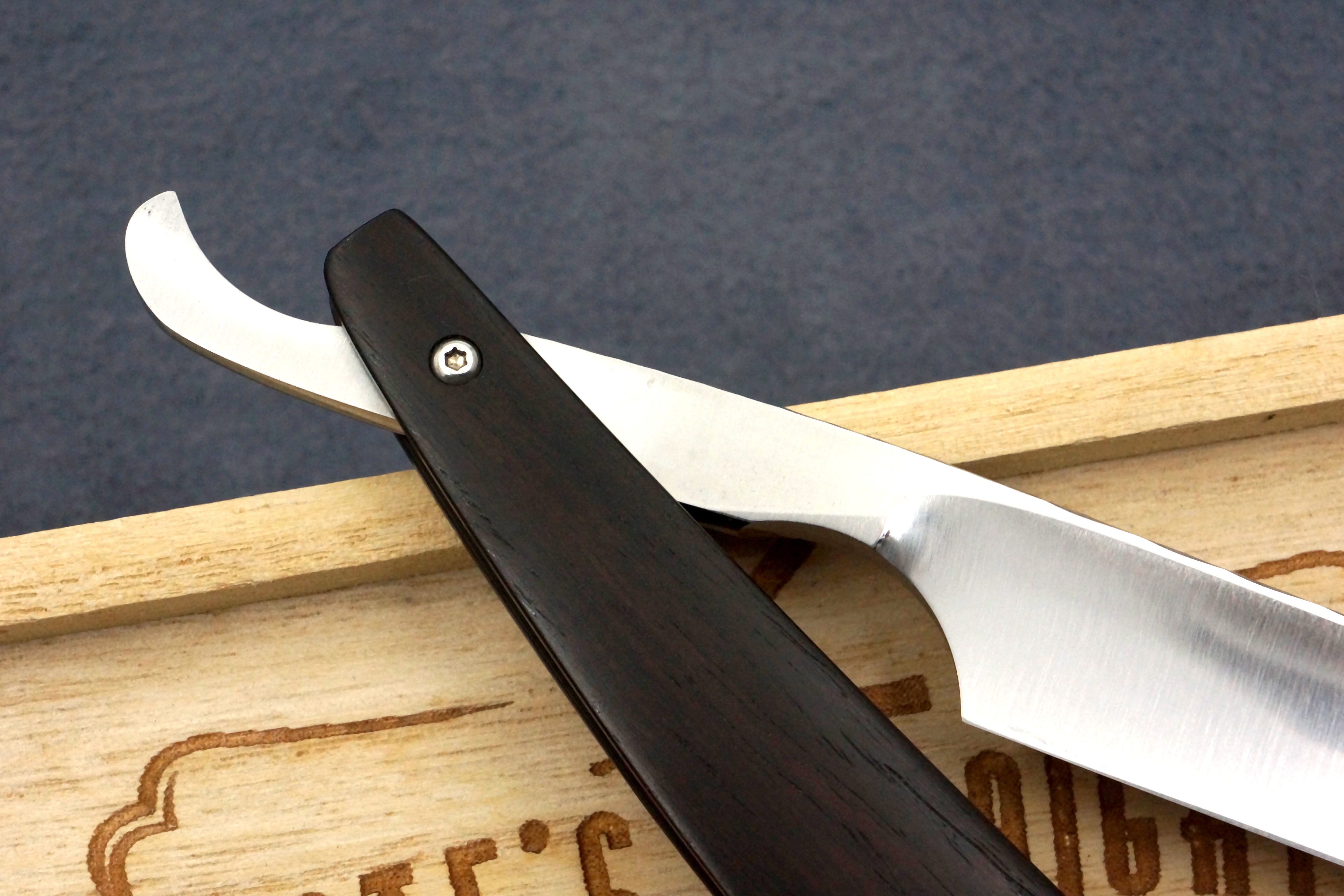 Nate's Straights 11/16 Quarter Hollow Blade with Ebony Scales - Preowned Custom Straight Razor - Shave Ready