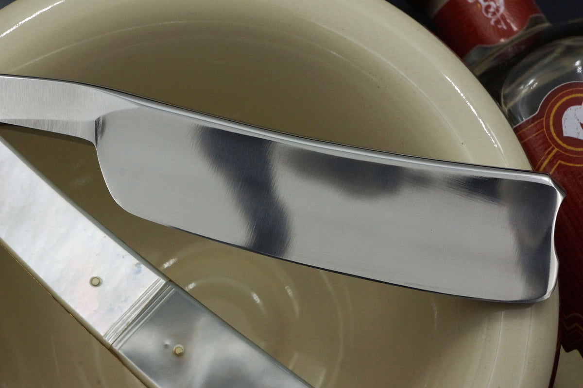 Wade & Butcher "American Razor" 7/8 - Patriotic Eagle Etch Fully Restored Mother of Pearl Scaled Sheffield Straight Razor - Shave Ready