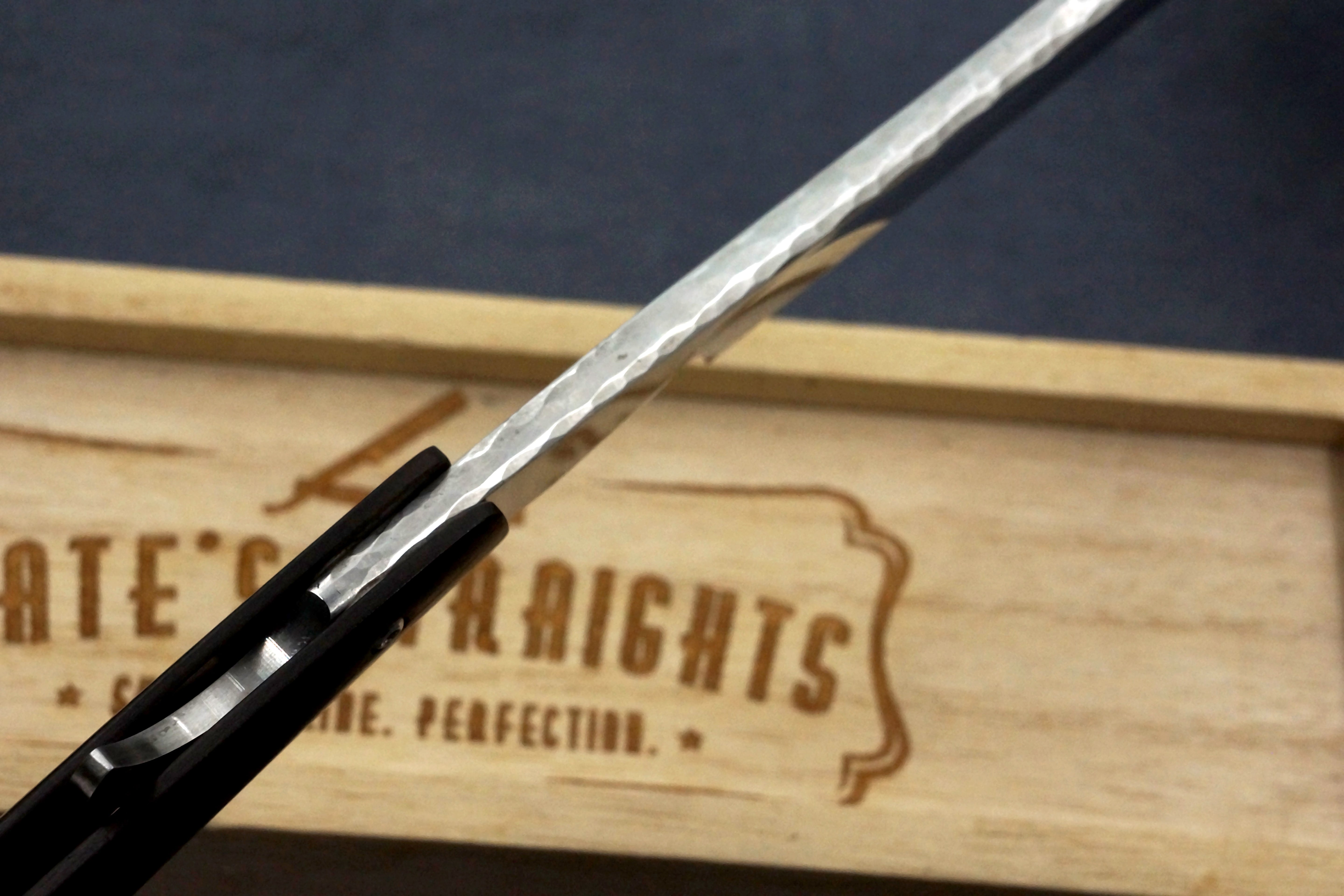 Nate's Straights 11/16 Quarter Hollow Blade with Ebony Scales - Preowned Custom Straight Razor - Shave Ready