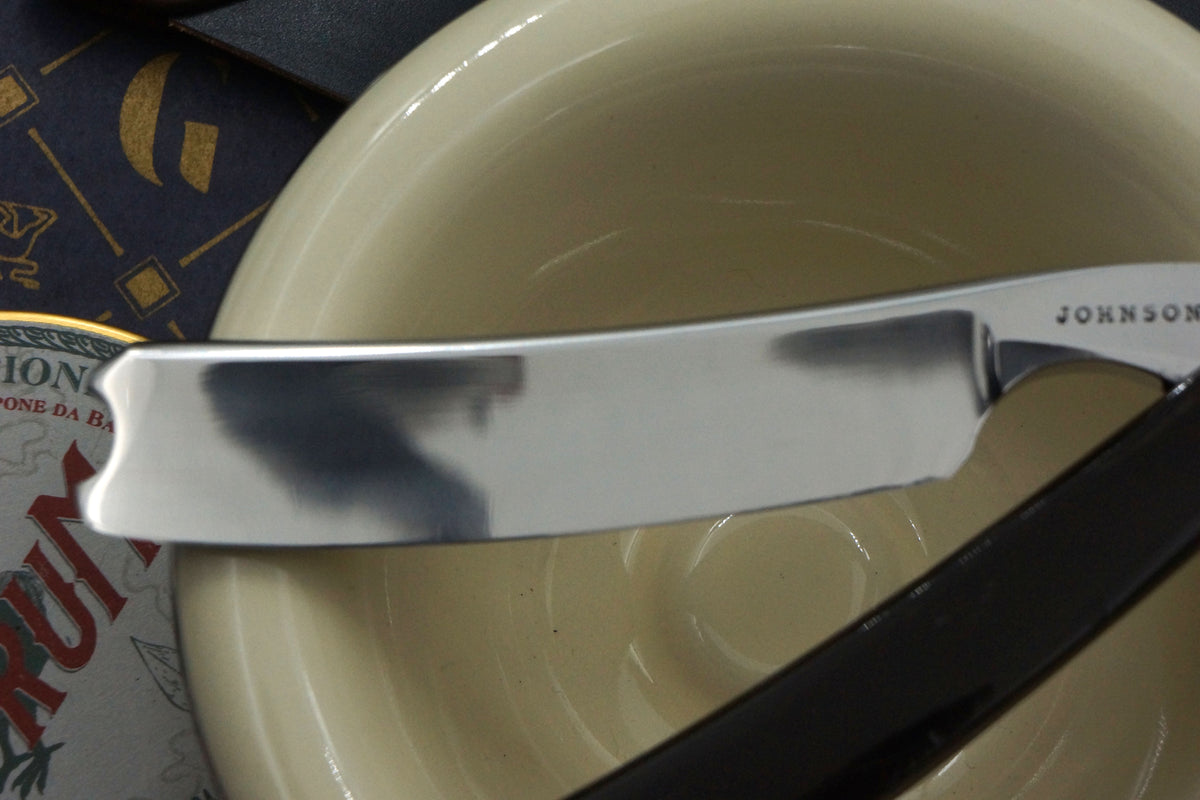 Johnson Restored 6/8 Vintage Sheffield Straight Razor with Original Horn Scales - Shave Ready