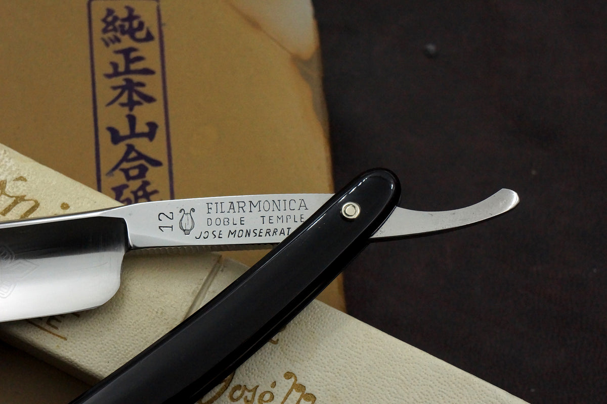 Filarmonica Doble Temple JMP No. 12 5/8 Full Hollow Blade - Excellent Restored Vintage Spanish Straight Razor - Shave Ready