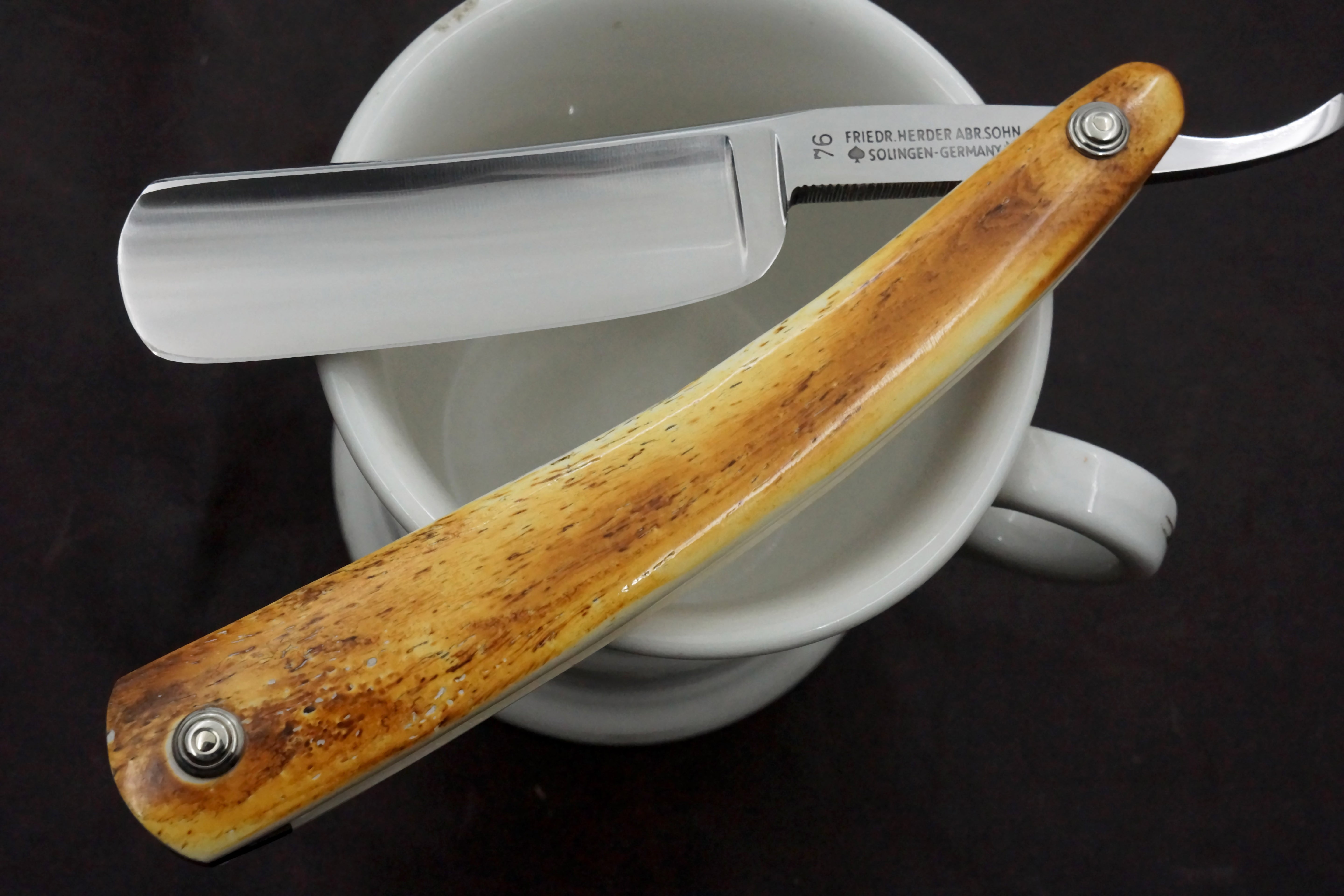 Friedrich Herder No. 76 Pristine 7/8 Full Hollow Custom Scales - Solingen Vintage Straight Razor - Shave Ready