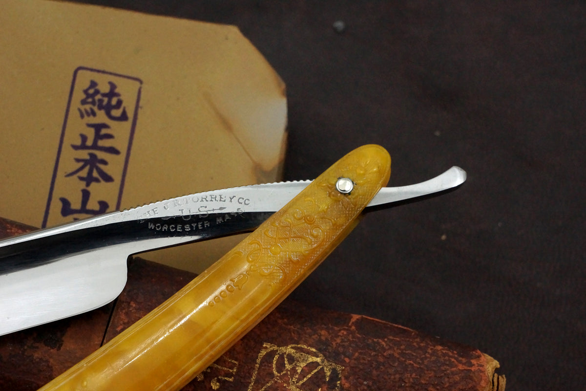 J.R. Torrey "Our 136" 11/16 Full Hollow with Molded Fancy Scales Vintage USA Straight Razor - Shave Ready