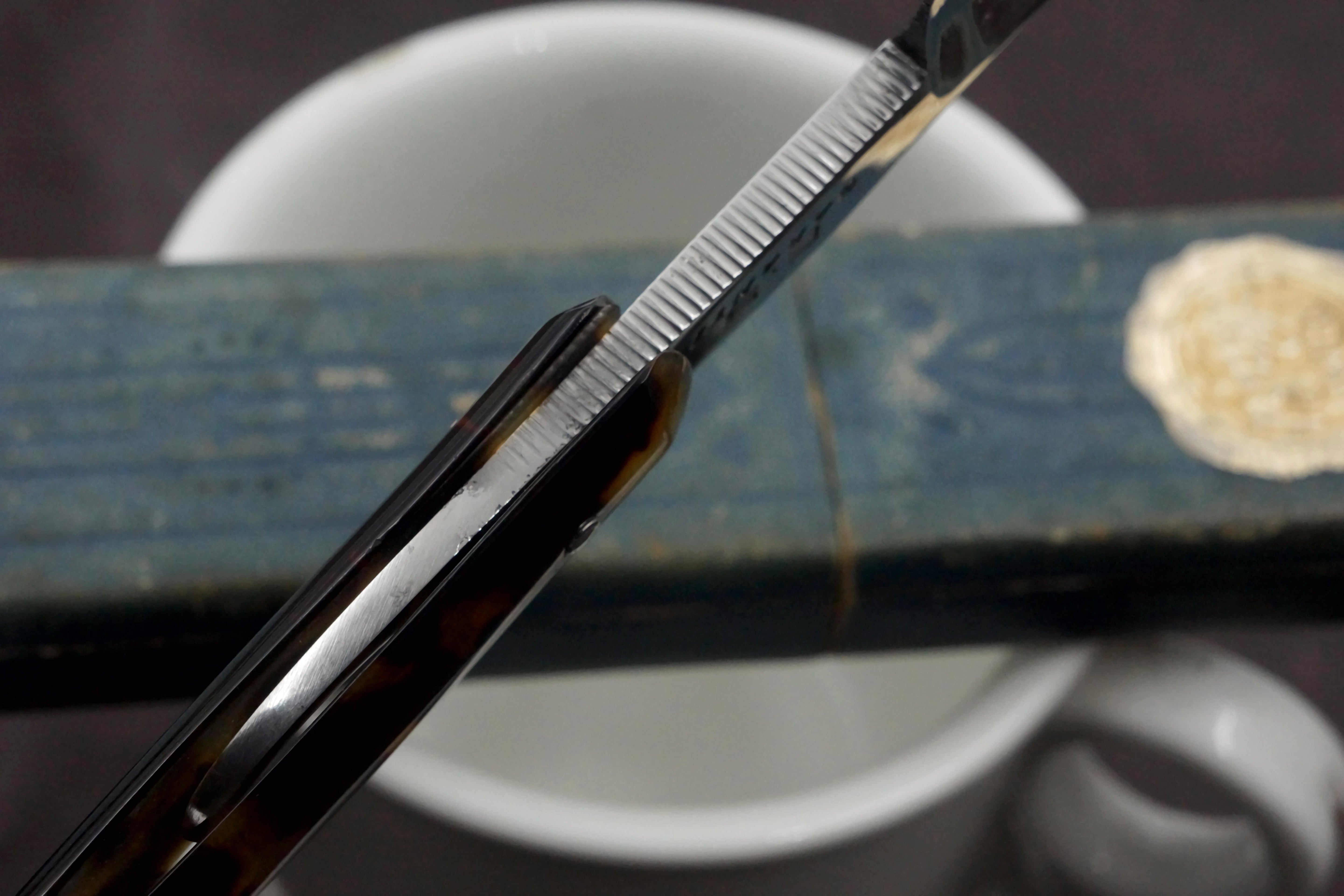 E.B. Garanti Full Hollow 13/16 Etched Blade - Excellent Restored Vintage French Straight Razor - Shave Ready