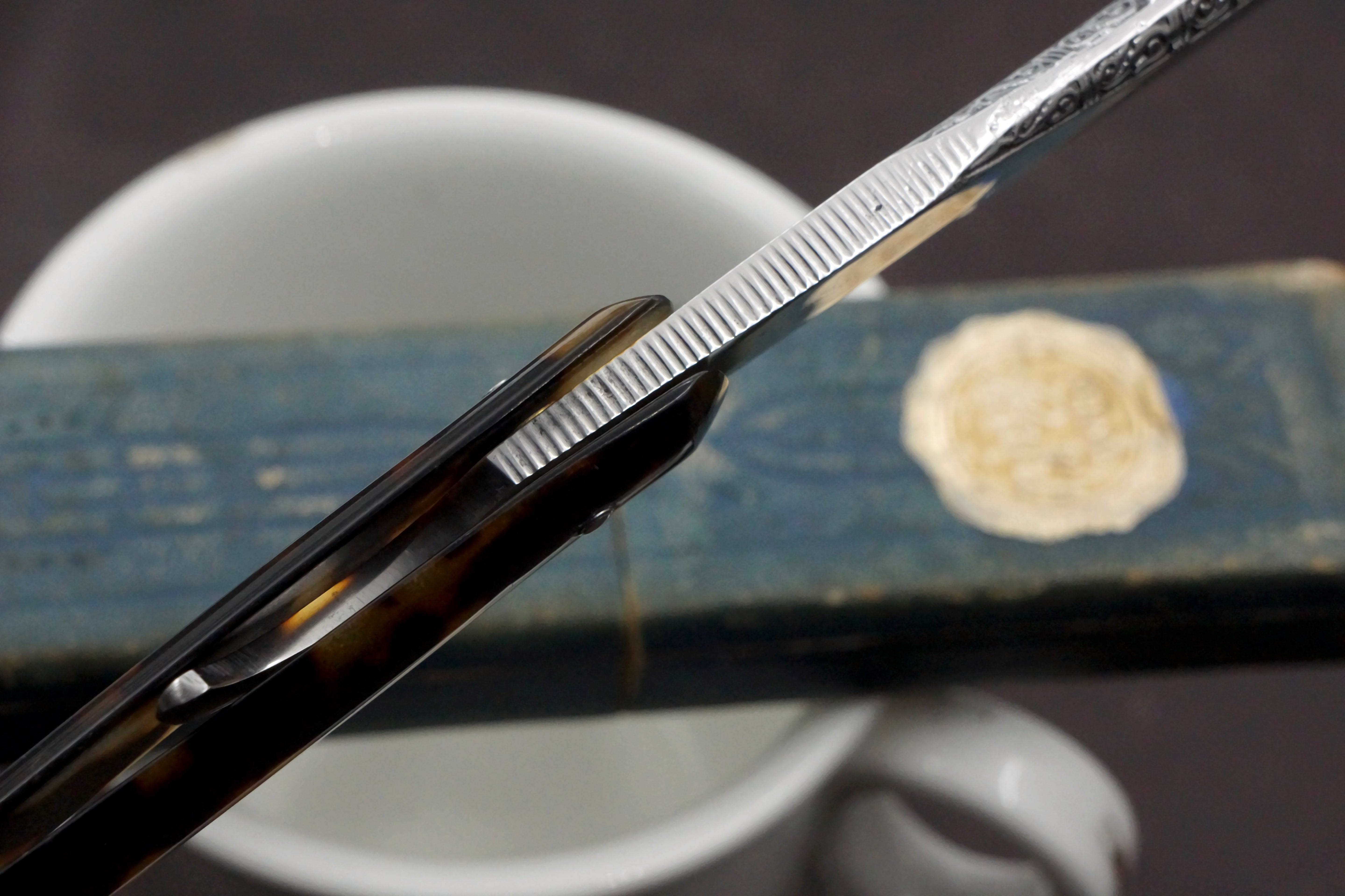 E.B. Garanti Full Hollow 13/16 Etched Blade - Excellent Restored Vintage French Straight Razor - Shave Ready