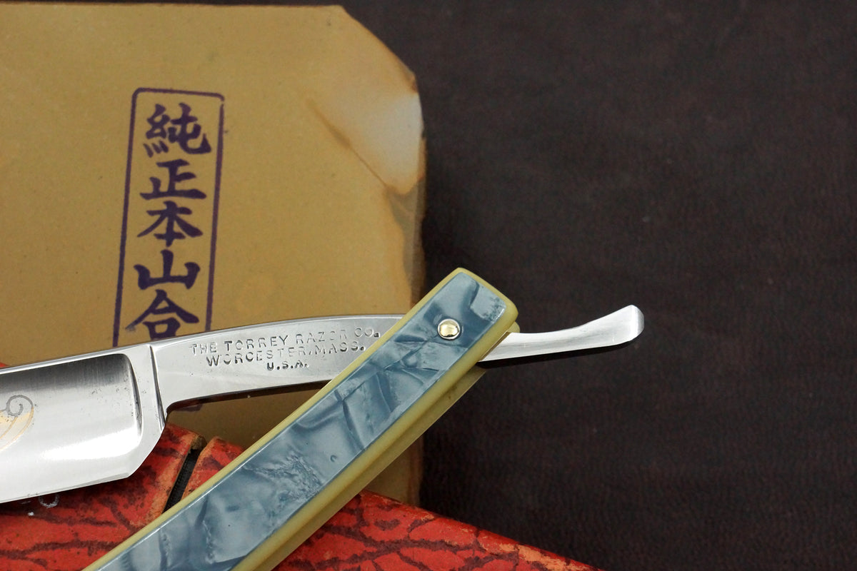 J.R. Torrey "No. 900" 11/16 Full Hollow with Fancy Scales Vintage USA Straight Razor - Shave Ready