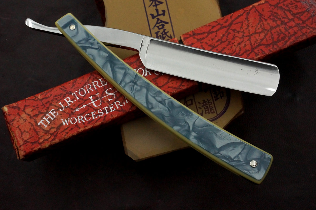 J.R. Torrey "No. 900" 11/16 Full Hollow with Fancy Scales Vintage USA Straight Razor - Shave Ready