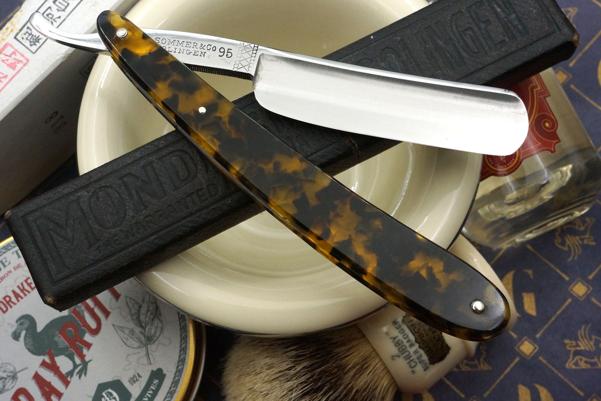 L. Sommer "Mondesir" 13/16 Blade Tortoise Scales - Excellent Vintage Solingen Straight Razor - Shave Ready
