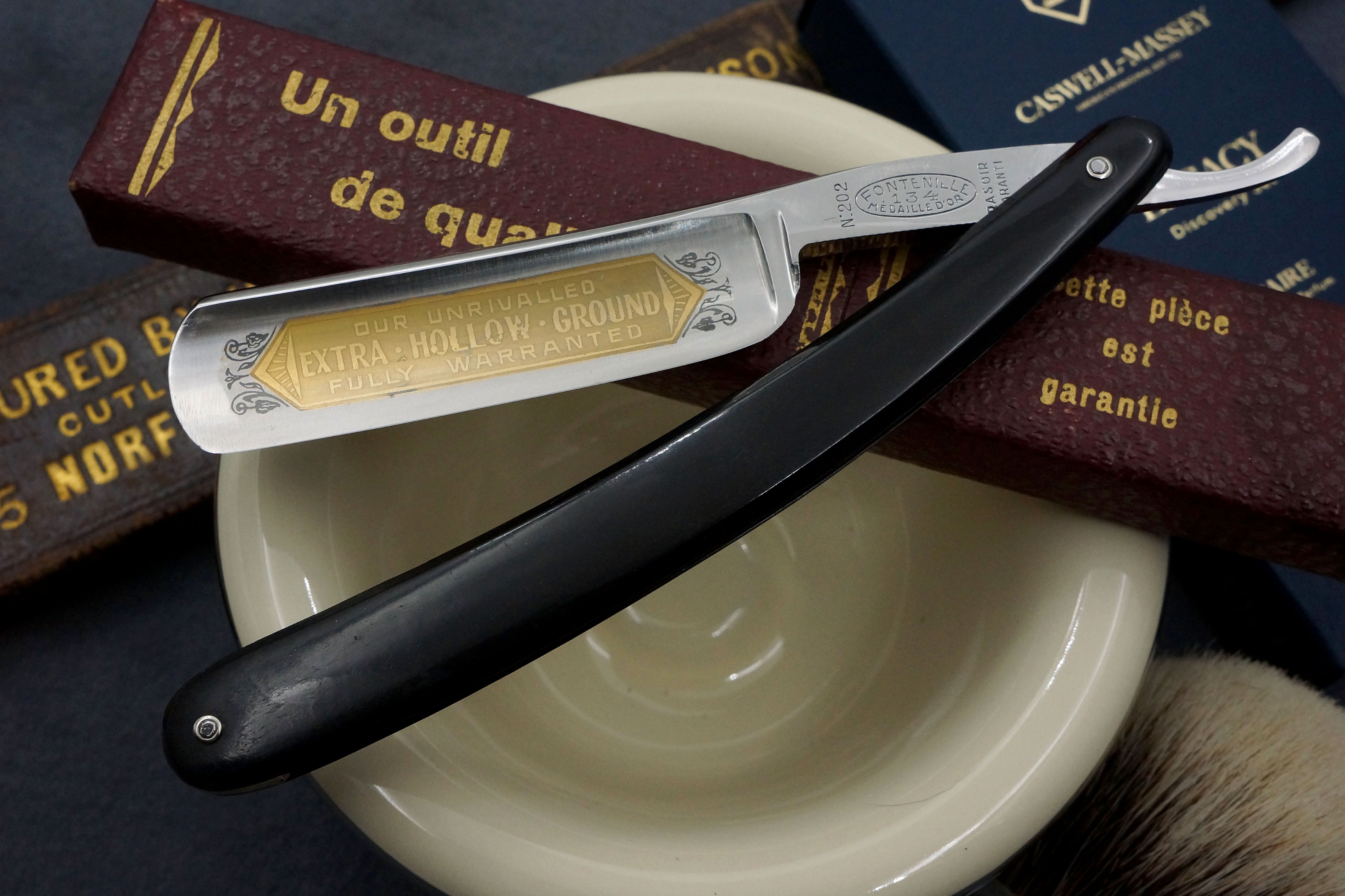 Fontenille Full Hollow 13/16 Etched Blade - Excellent Restored Vintage French Straight Razor - Shave Ready