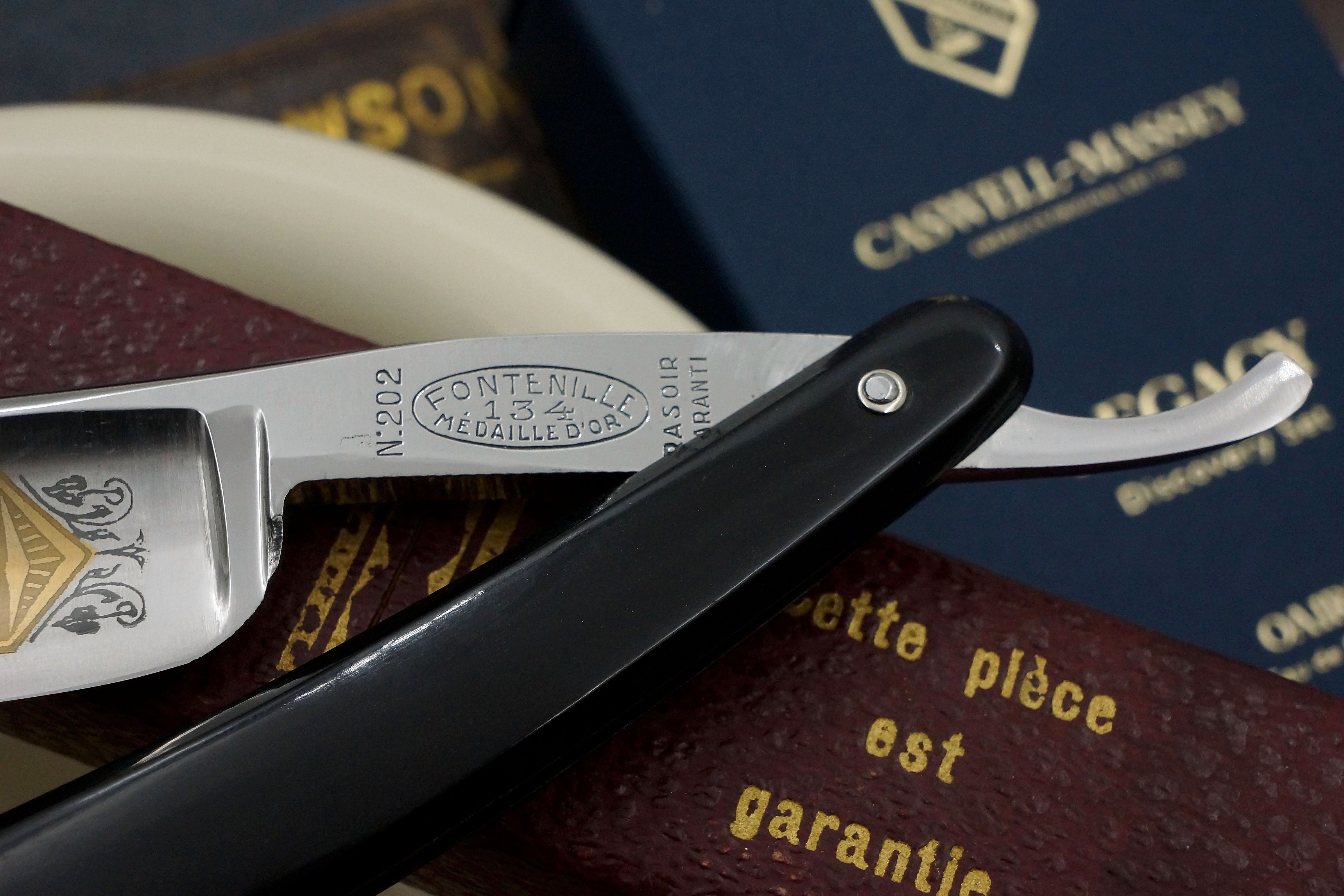 Fontenille Full Hollow 13/16 Etched Blade - Excellent Restored Vintage French Straight Razor - Shave Ready