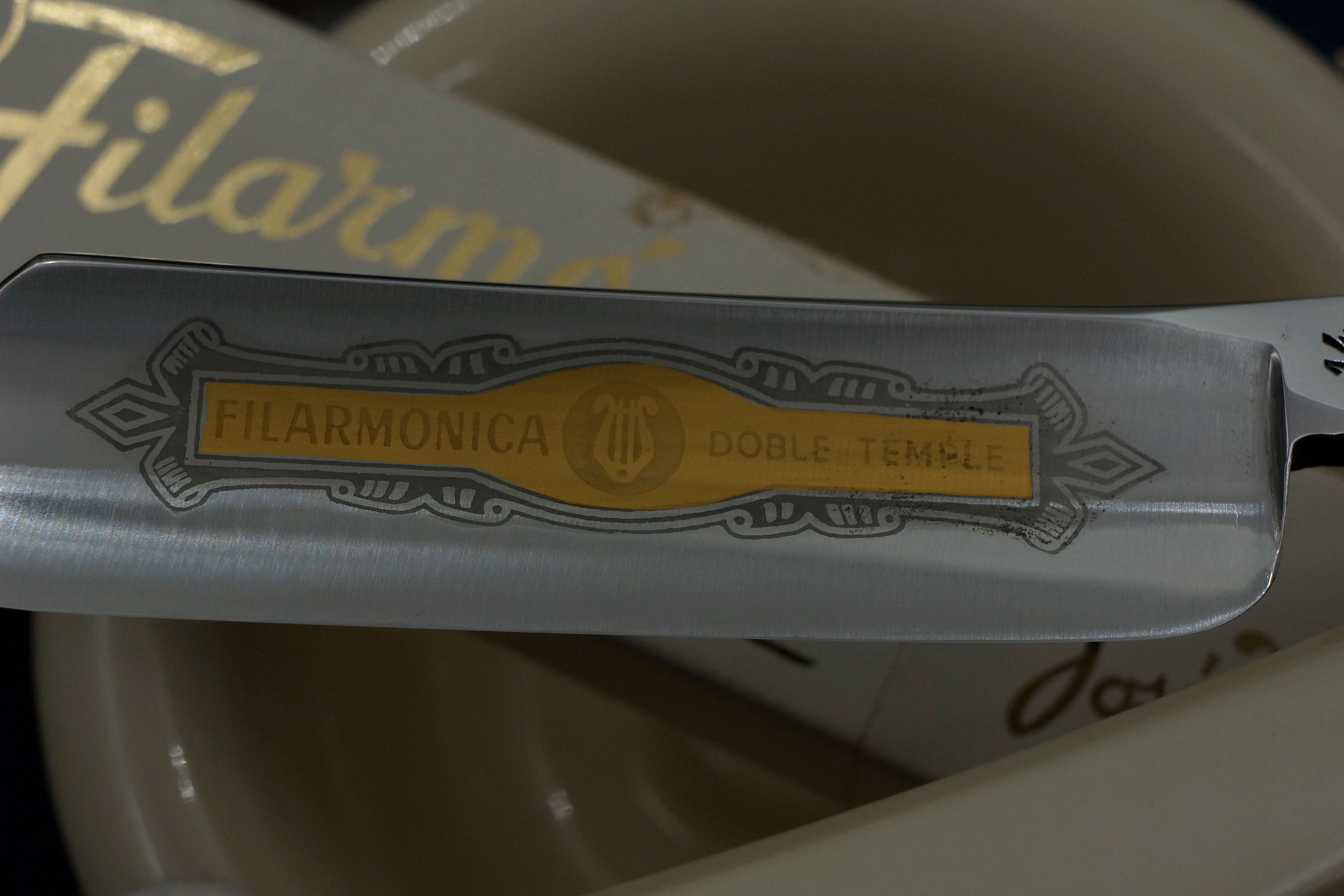 Filarmonica JMP Doble Temple No. 14 15/16" Full Hollow Blade - Near Pristine Vintage Spanish Straight Razor - Shave Ready