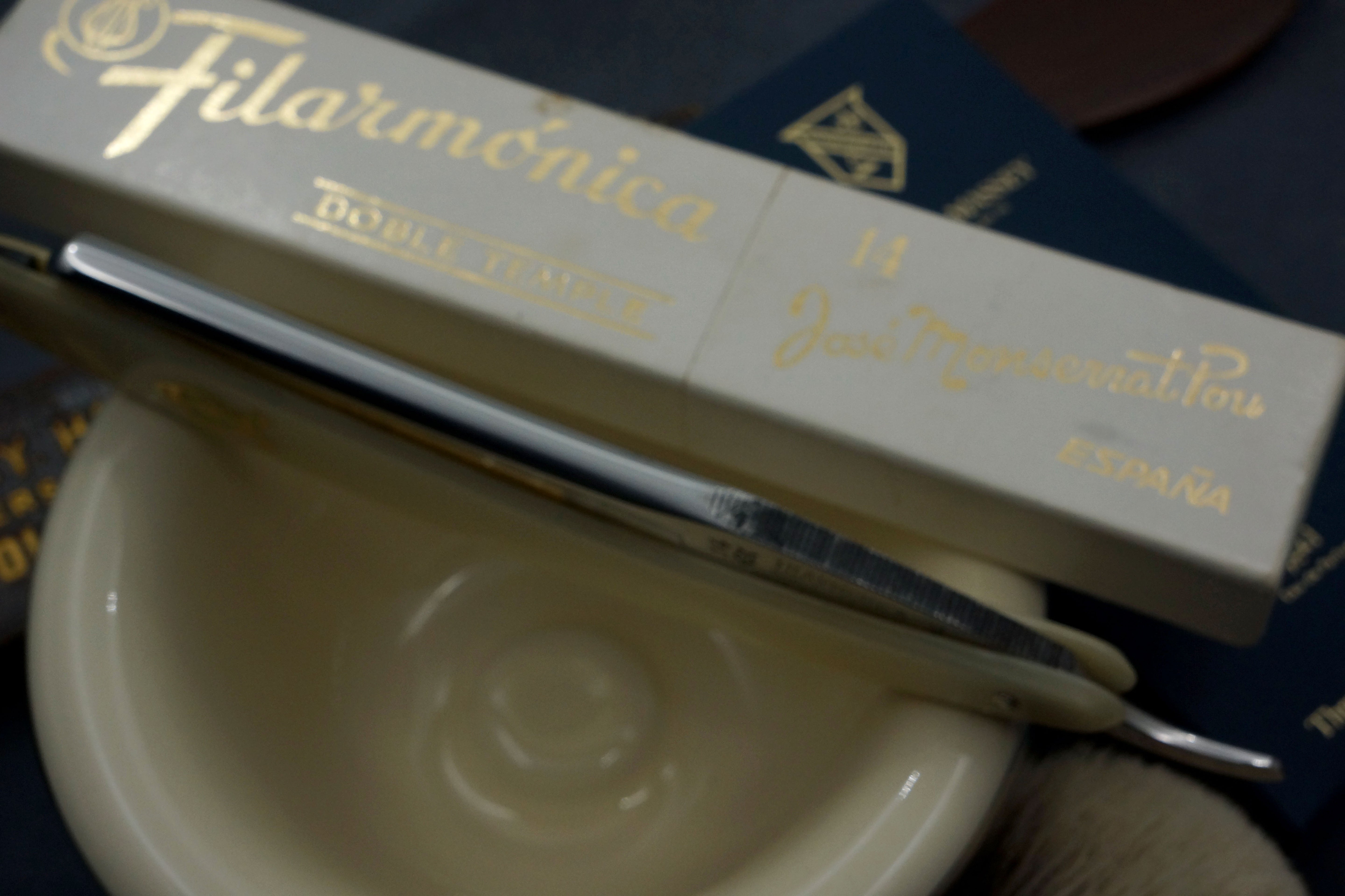 Filarmonica JMP Doble Temple No. 14 15/16" Full Hollow Blade - Near Pristine Vintage Spanish Straight Razor - Shave Ready