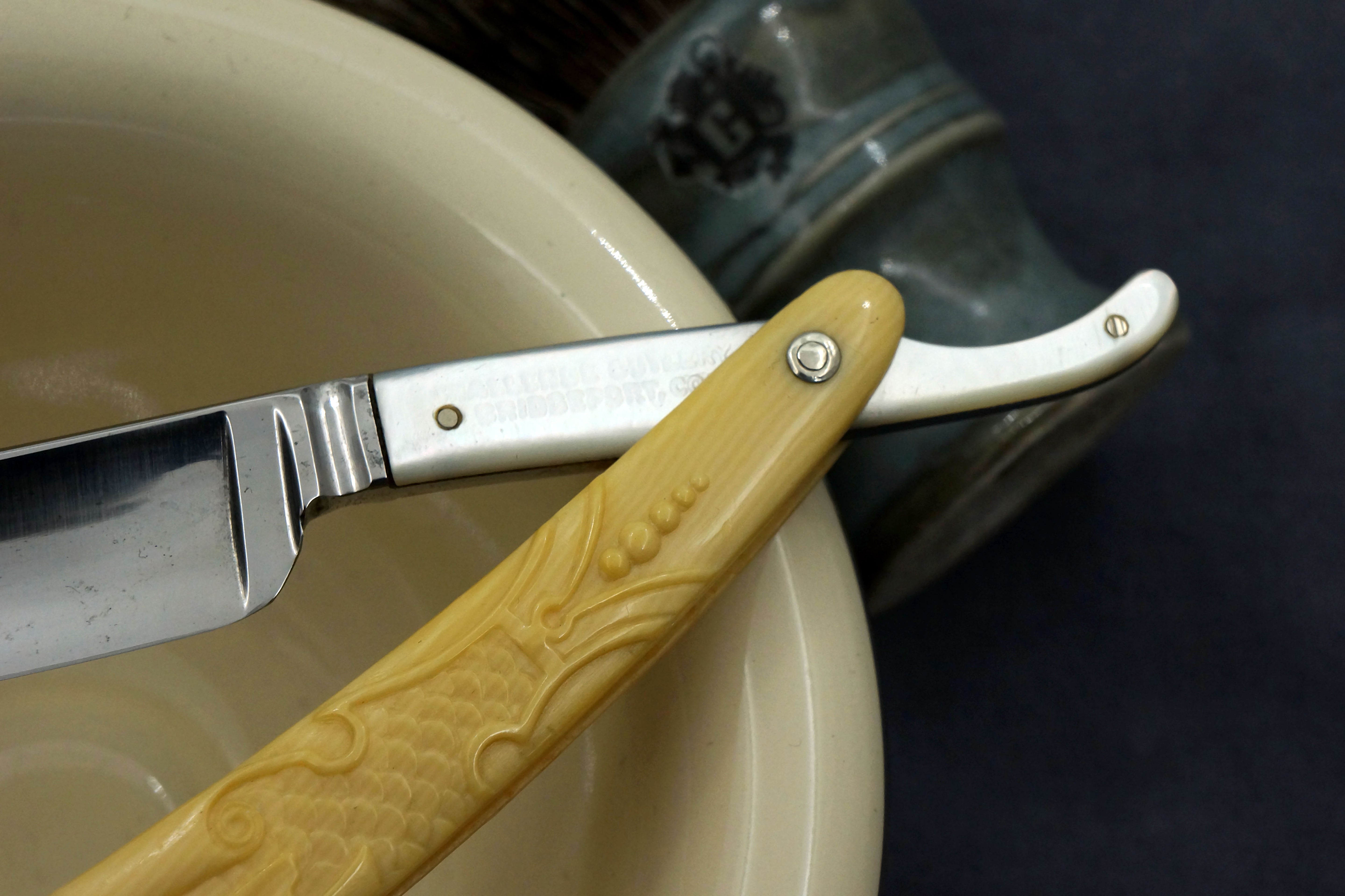 Challenge Cutlery Fancy Pearl Tang 5/8 Full Hollow Blade - Vintage American Straight Razor - Shave Ready