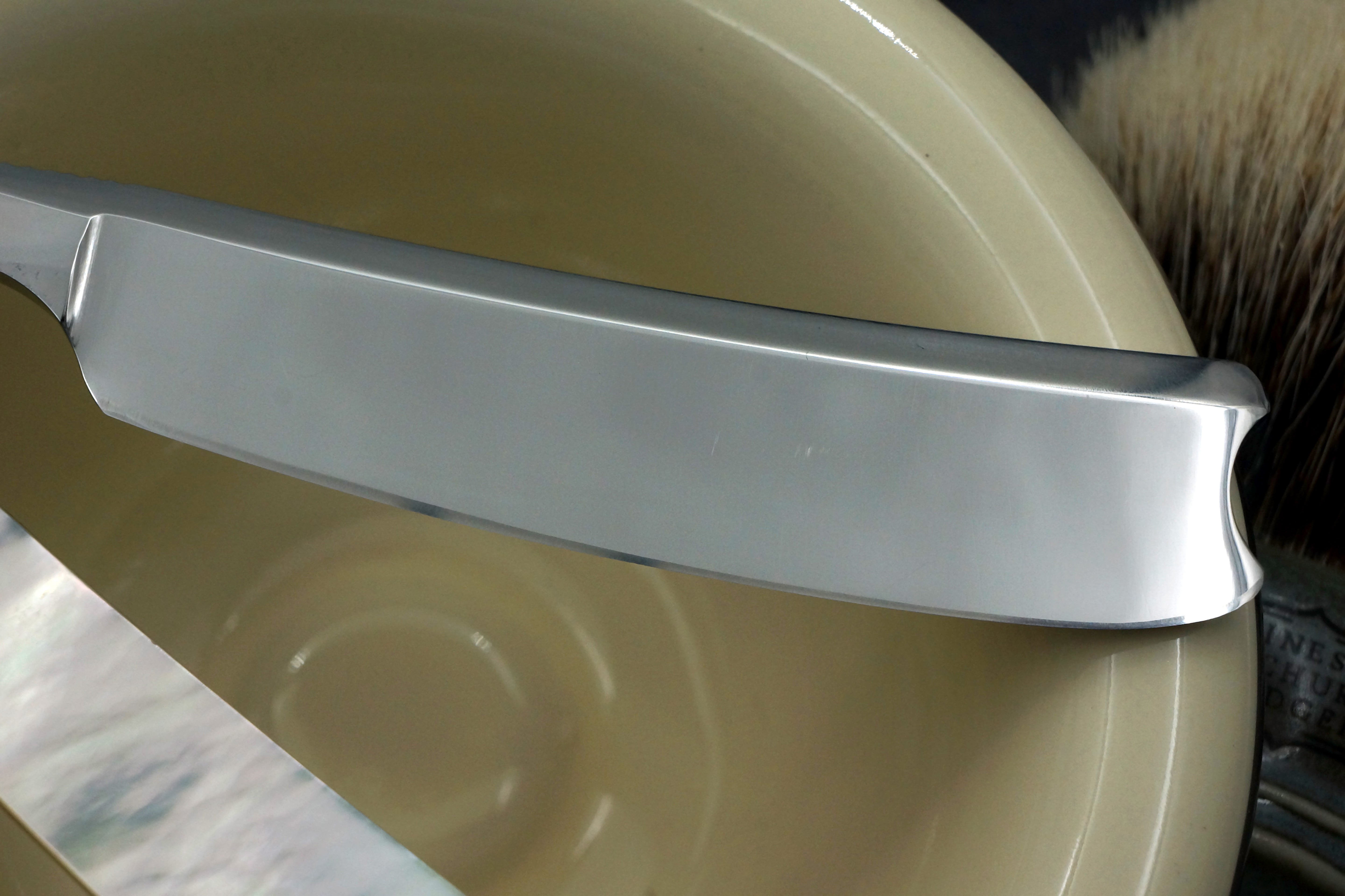 Robert Baxter & Co. 6/8 - Fancy Grind Fully Restored Carved Mother of Pearl Scaled Sheffield Straight Razor - Shave Ready