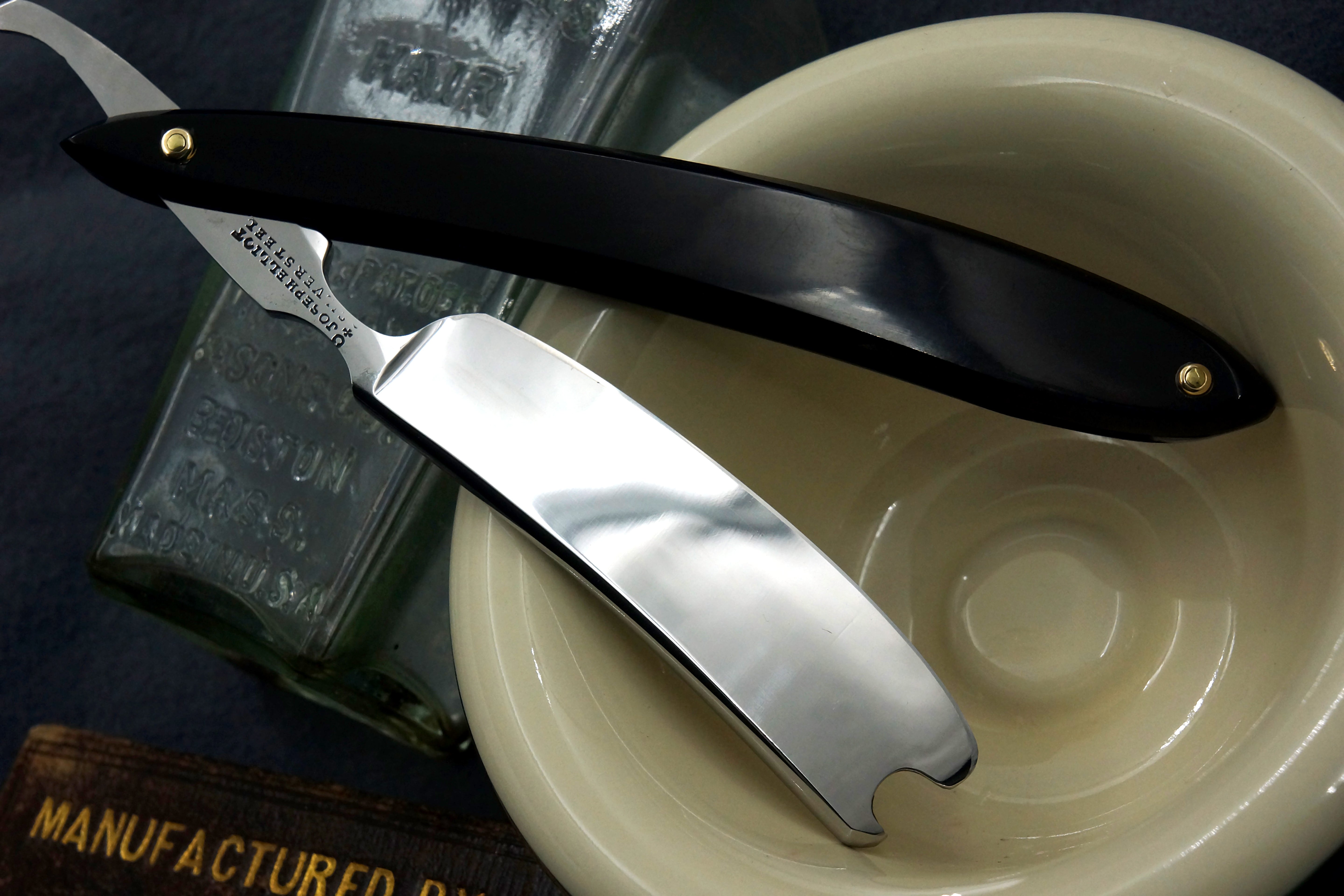 Joseph Elliot - Rare Double Thumbnotch - 7/8 Near Wedge Restored Sheffield Straight Razor - Shave Ready