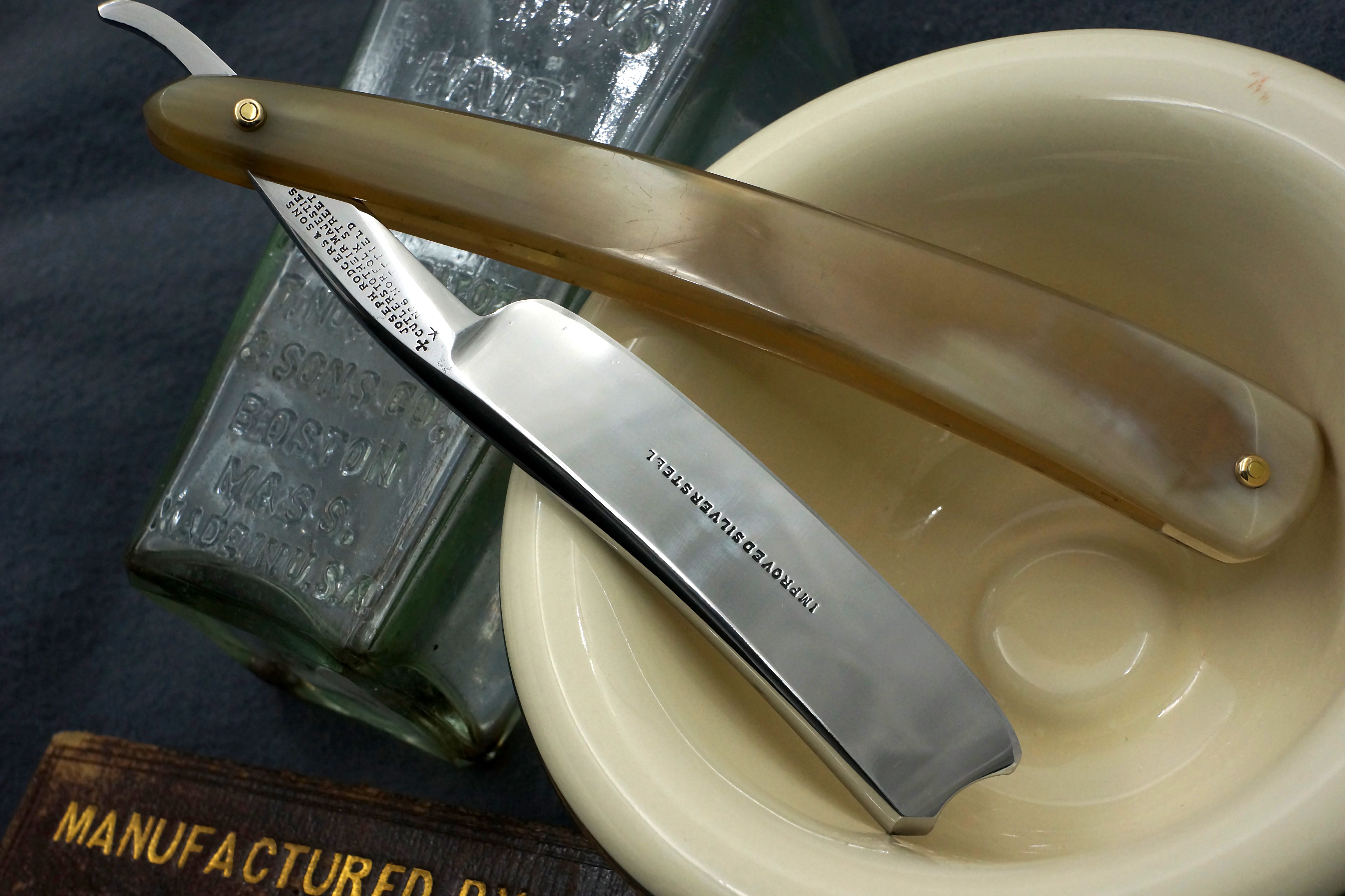 Joseph Rodgers & Sons "Improved Silver Steel" 13/16 Blade with New Horn Scales - Restored Sheffield Straight Razor - Shave Ready