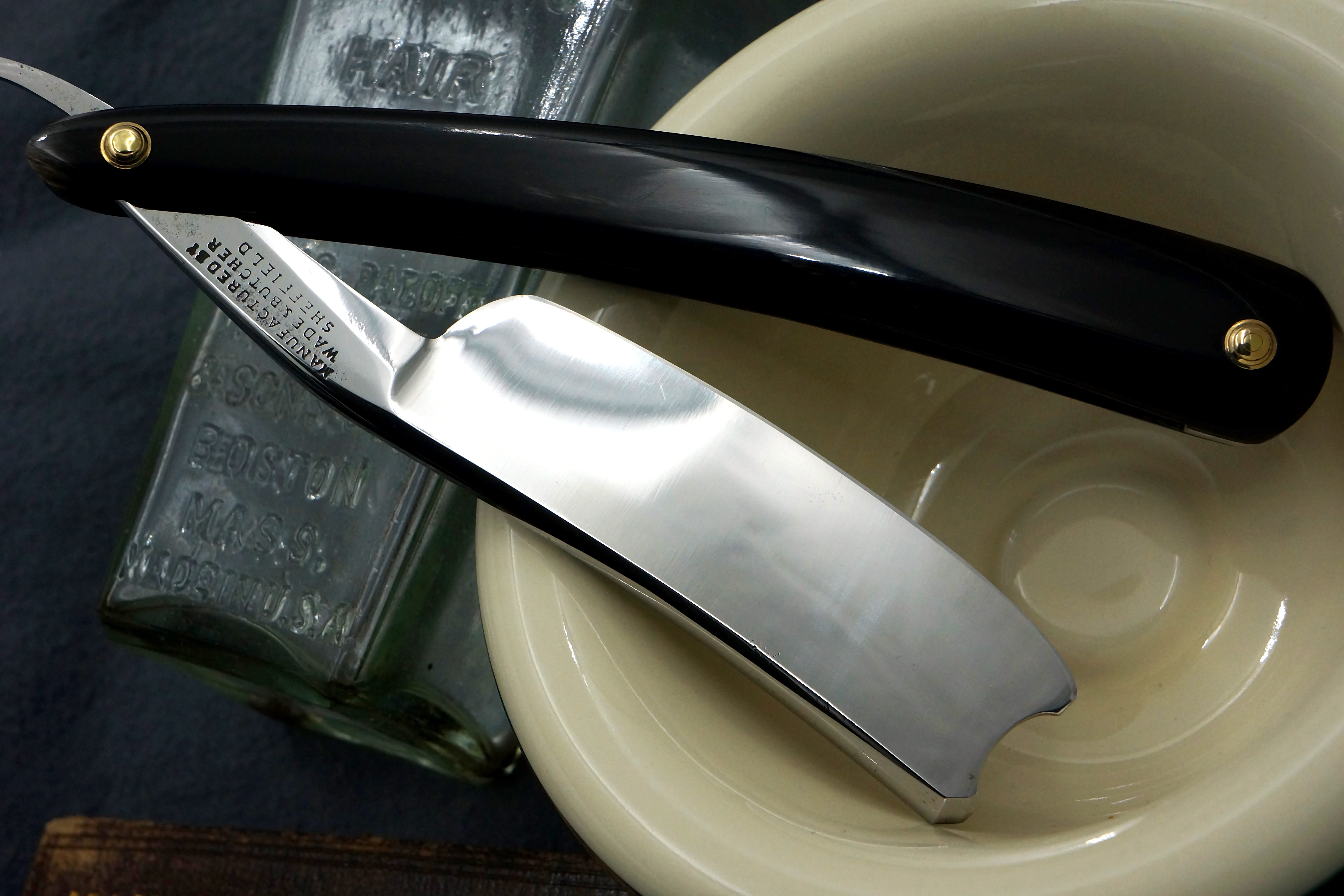 Wade & Butcher "For Barbers Use" - 1" Blade with New Horn Scales - Restored Sheffield Straight Razor - Shave Ready