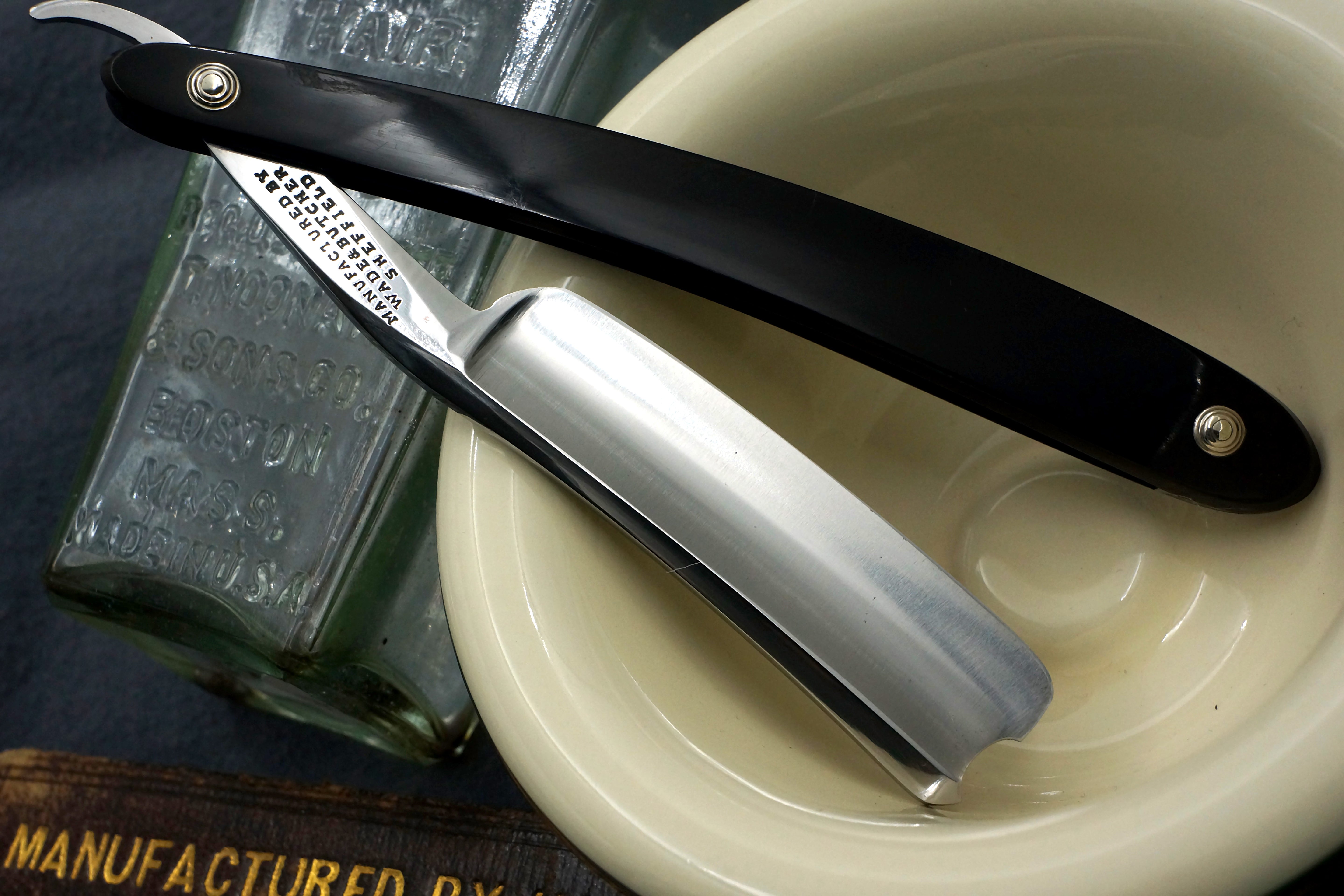 Wade & Butcher 13/16 Blade with Original Horn Scales - Fully Restored Sheffield Straight Razor - Shave Ready