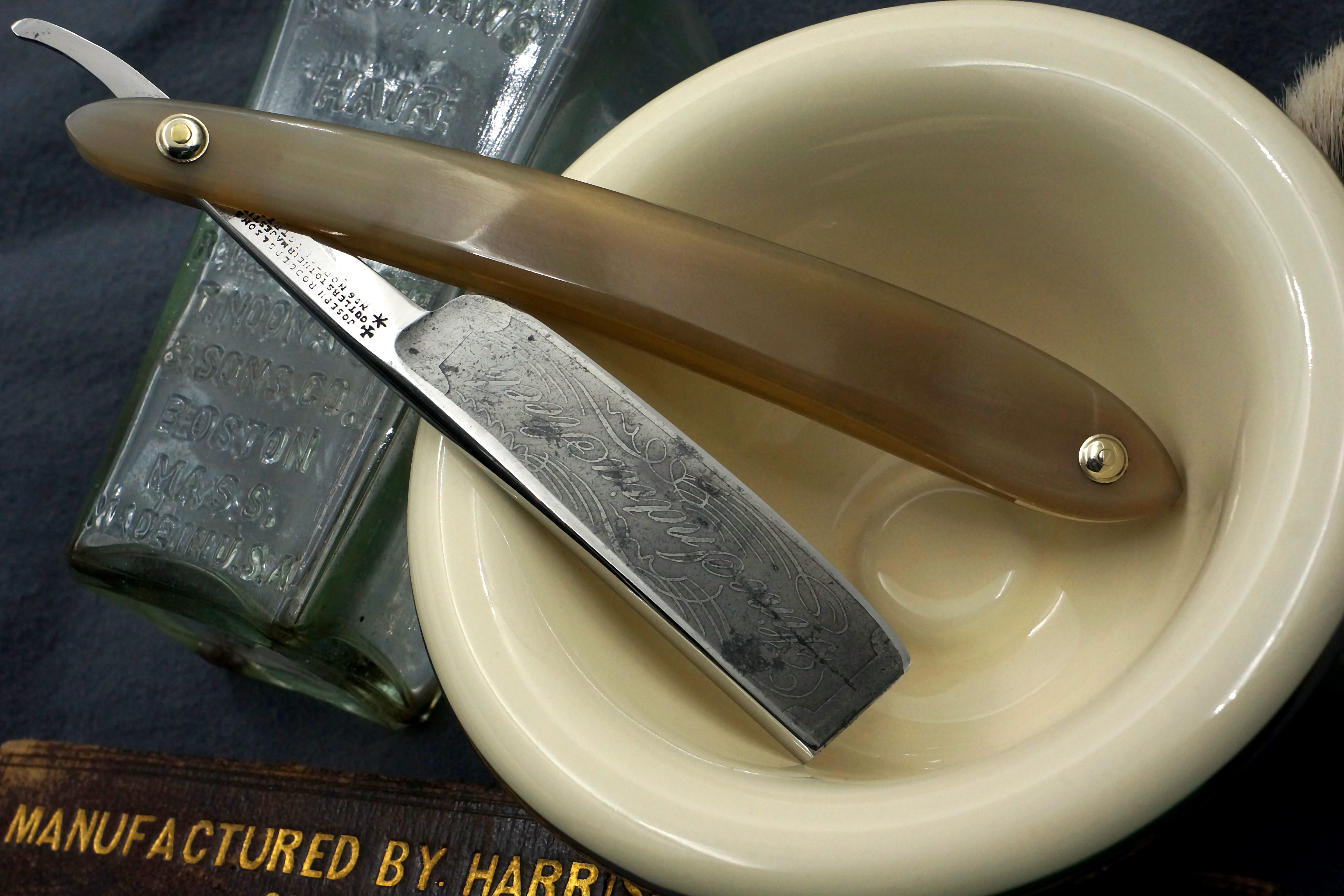 Joseph Rodgers & Sons "Fine India Steel" 13/16 Blade with New Horn Scales - Restored Sheffield Straight Razor - Shave Ready