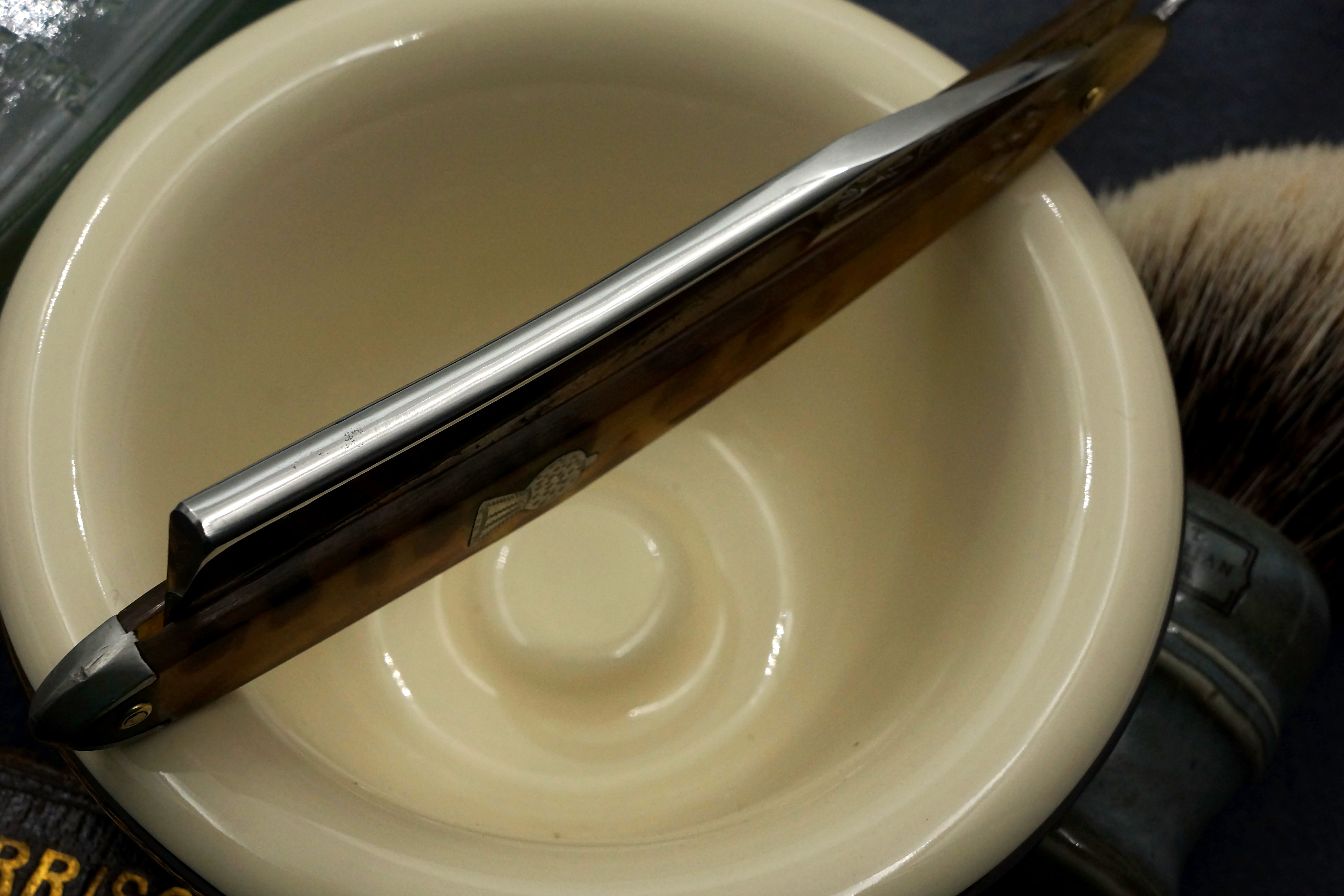 F. Fenney "Tally Ho" 13/16 Near Wedge Blade with Fancy Horn Scales - Handsome Fully Restored Sheffield Straight Razor - Shave Ready