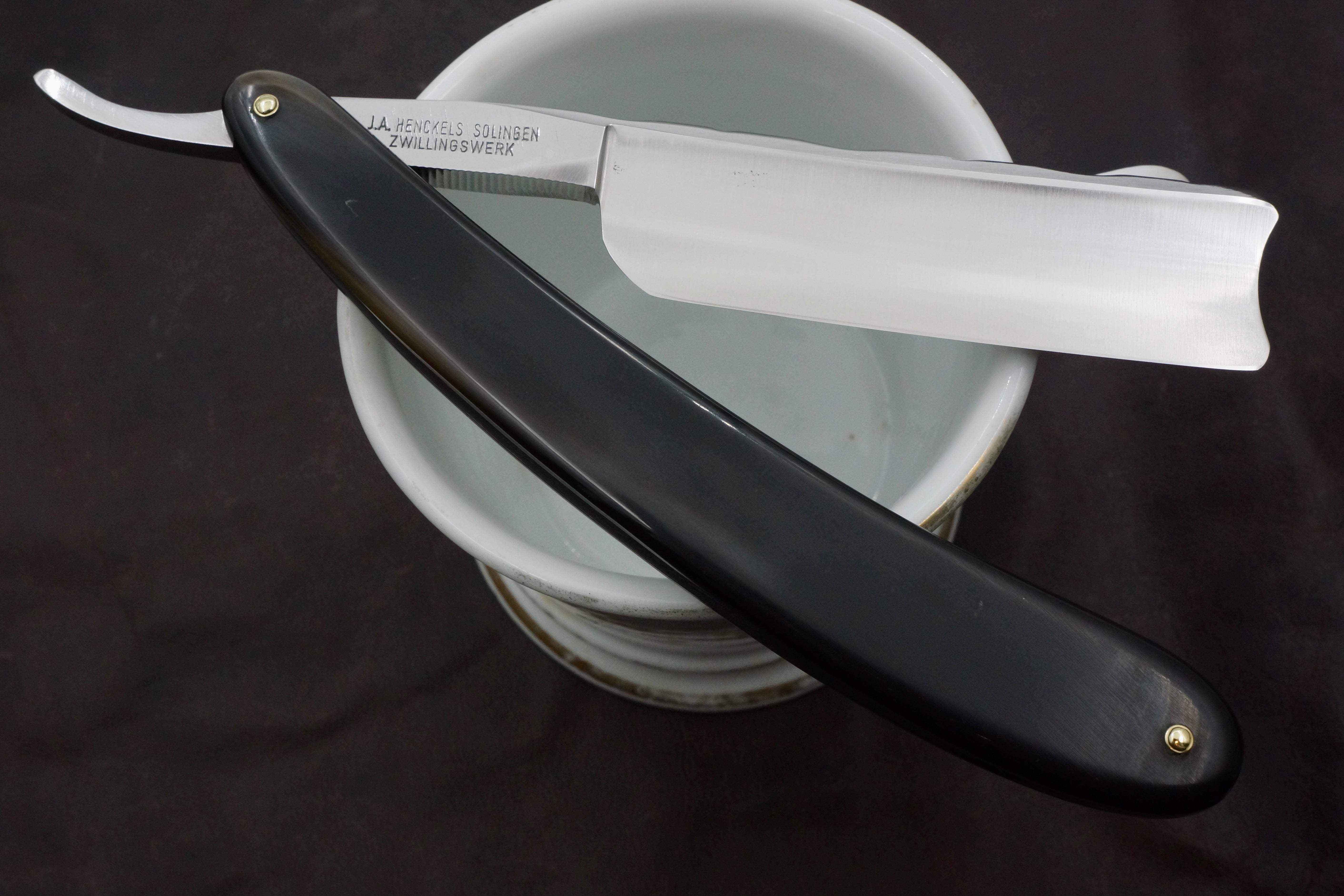 Henckels Friodur 15/16 Worked Spine Fancy Blade - Stainless Steel Full Hollow - Solingen Straight Razor - Shave Ready