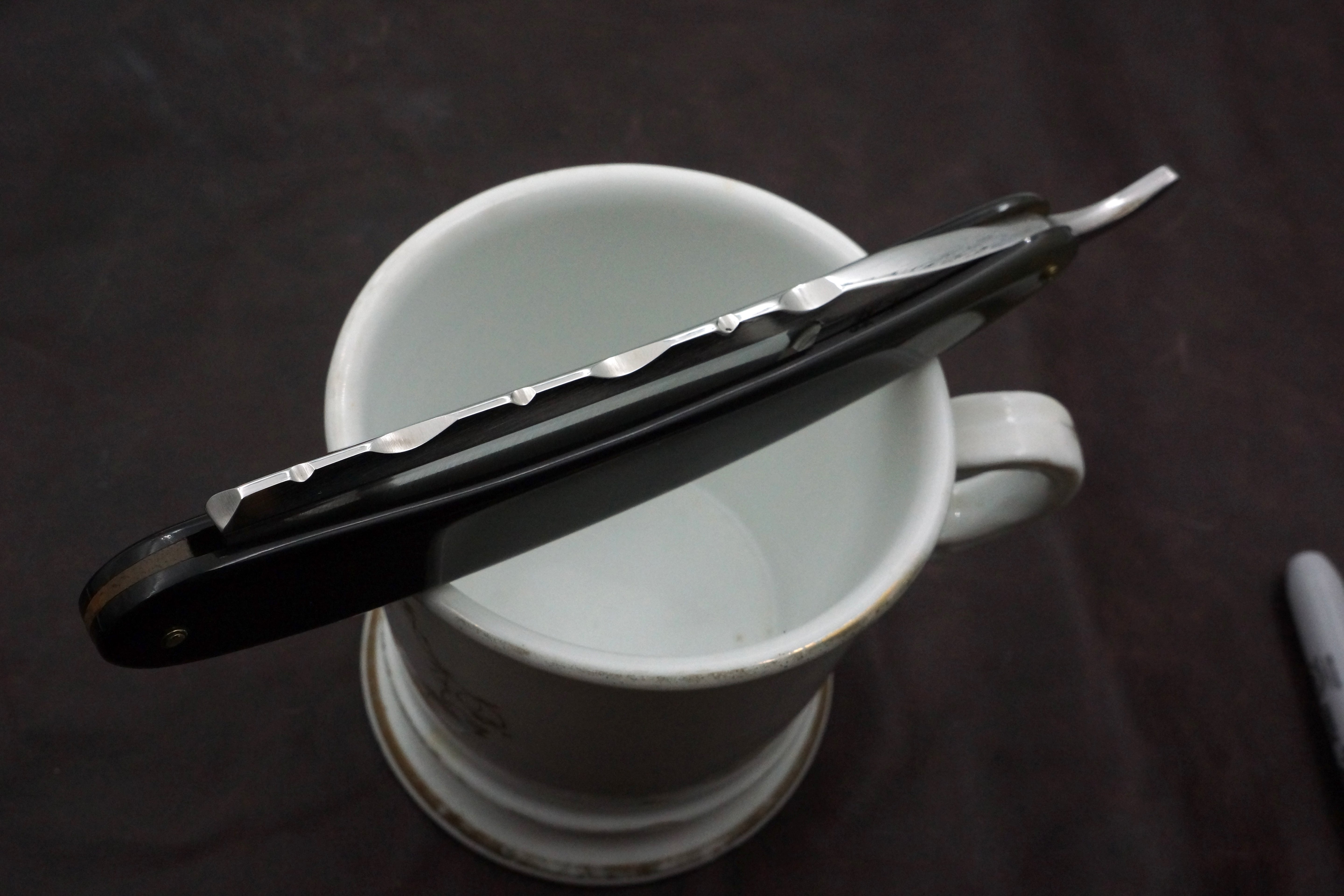 Henckels Friodur 15/16 Worked Spine Fancy Blade - Stainless Steel Full Hollow - Solingen Straight Razor - Shave Ready