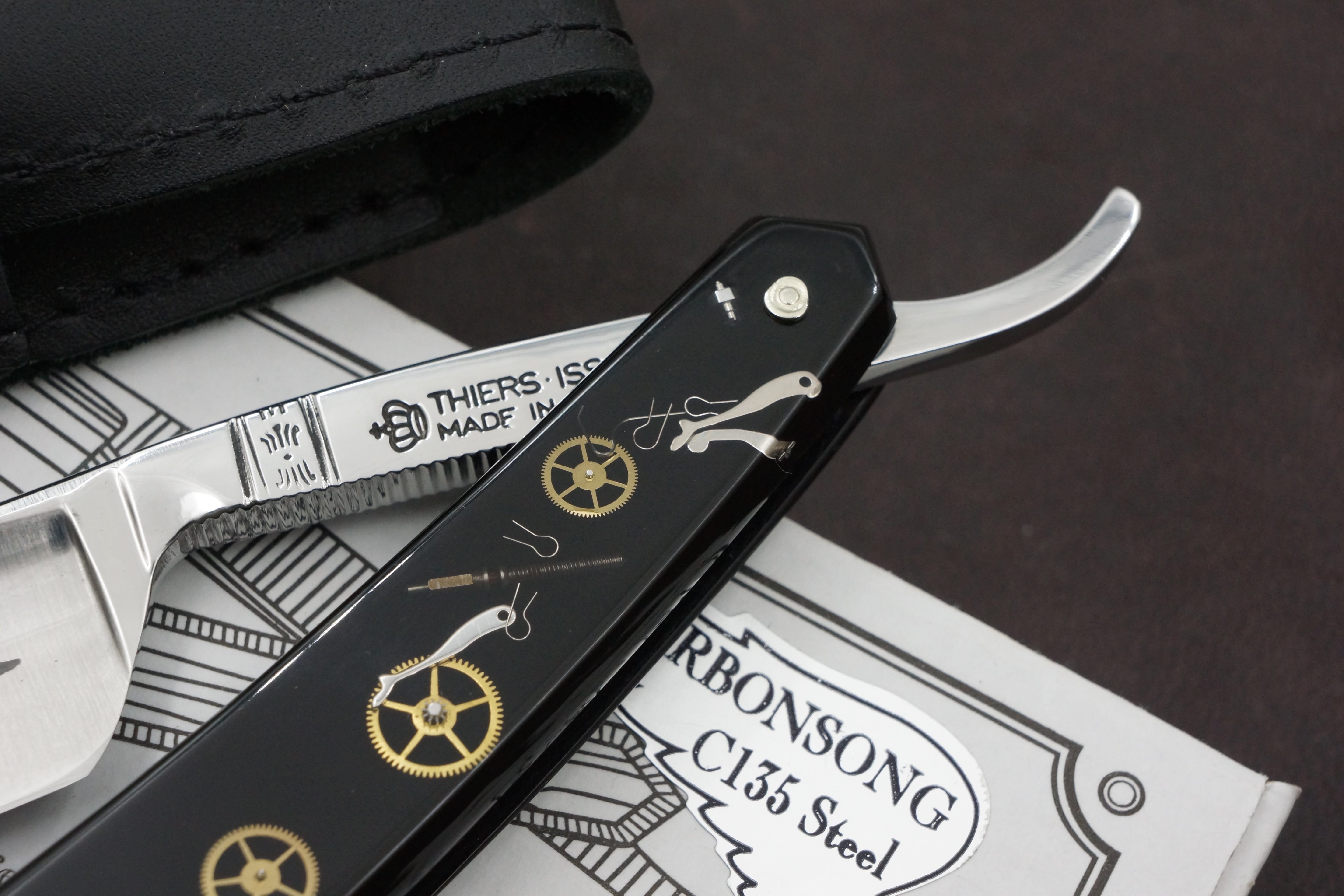 Thiers Issard "Evide Sonnant" 6/8 Full Hollow Blade Mechanism Scales - Preowned French Straight Razor - Shave Ready