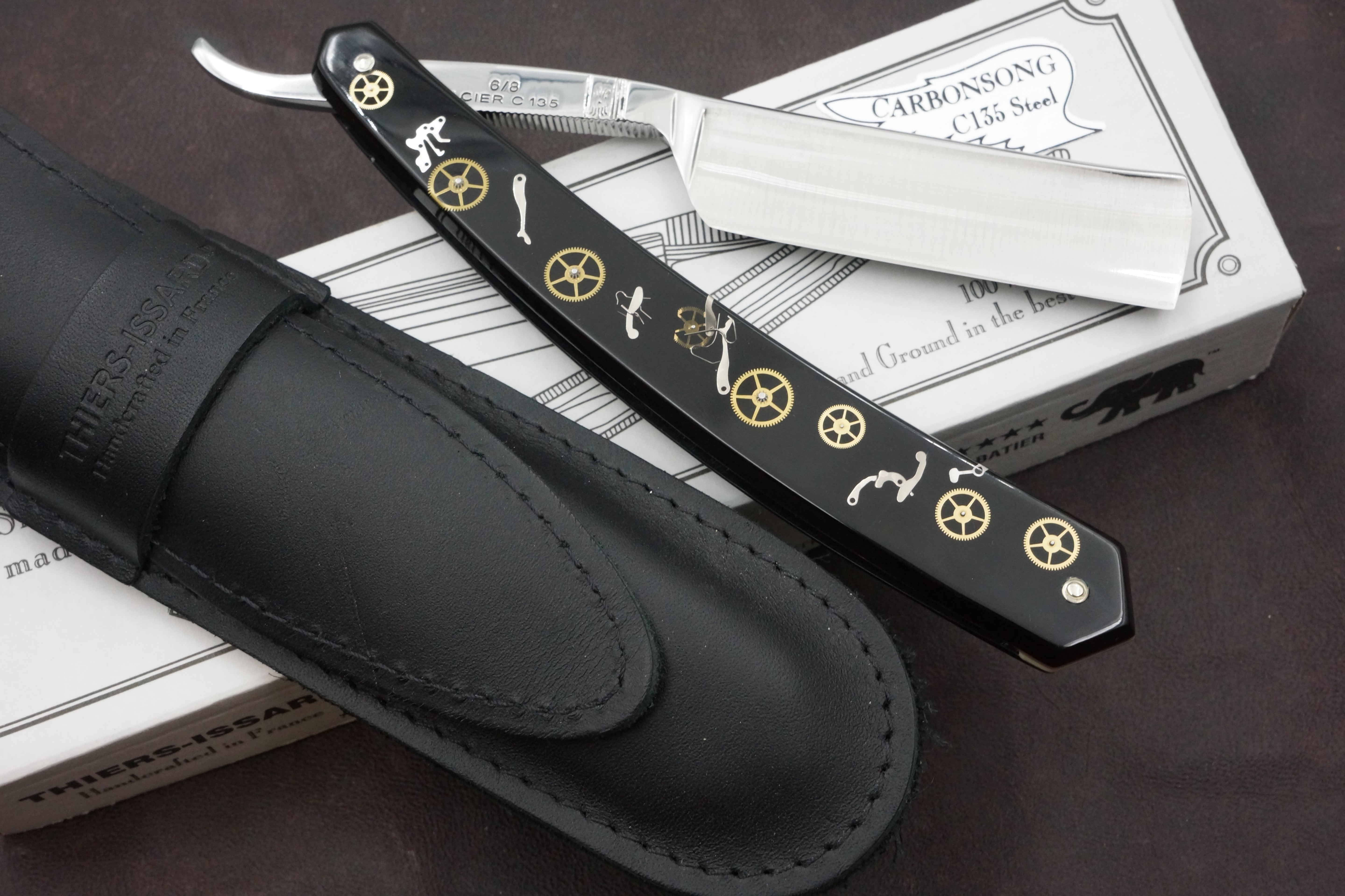 Thiers Issard "Evide Sonnant" 6/8 Full Hollow Blade Mechanism Scales - Preowned French Straight Razor - Shave Ready