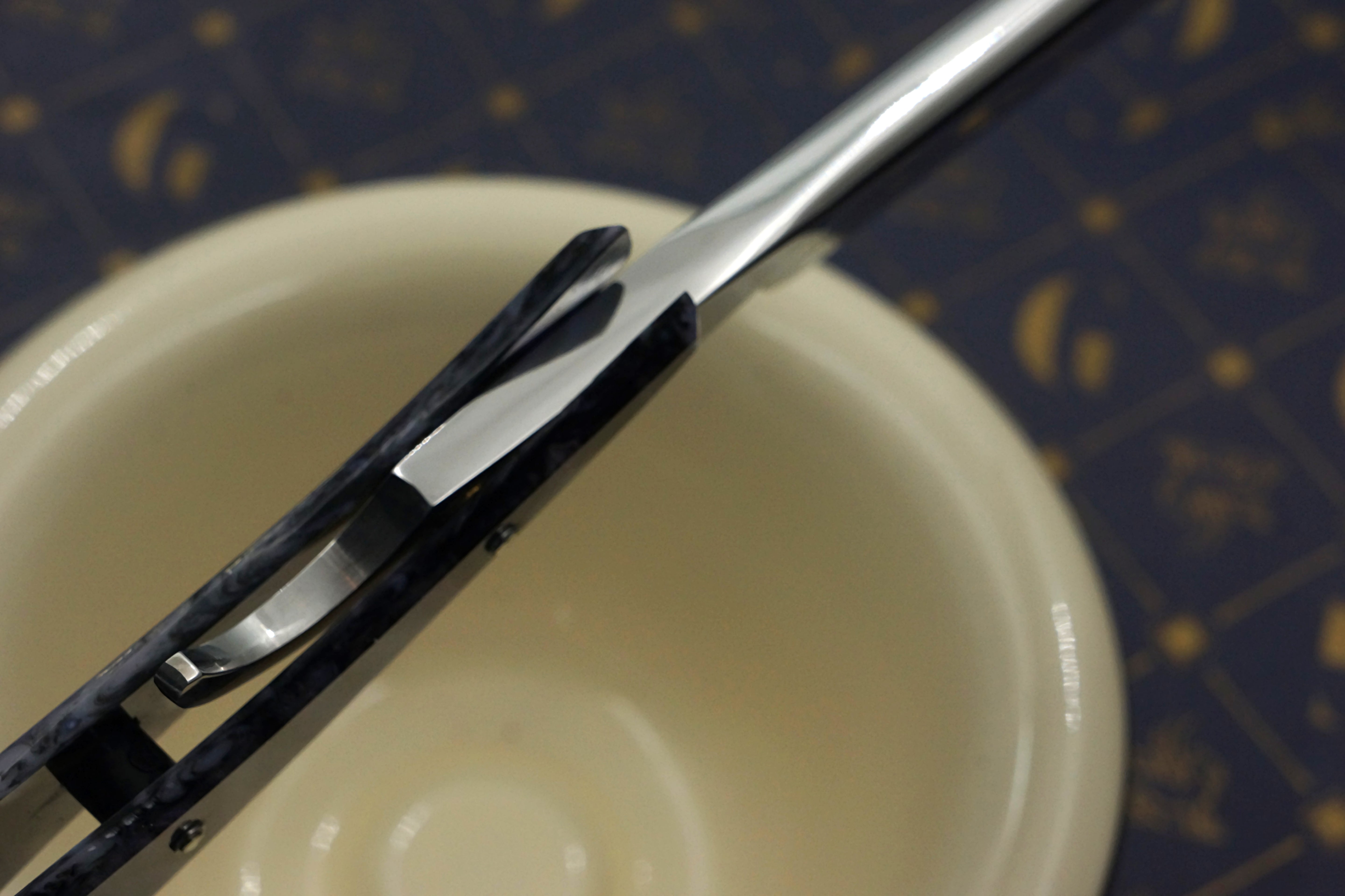 Griffith 15/16 Stainless Steel Full Hollow Blade - Purple Starry Sky Wing Scales Artisan Straight Razor