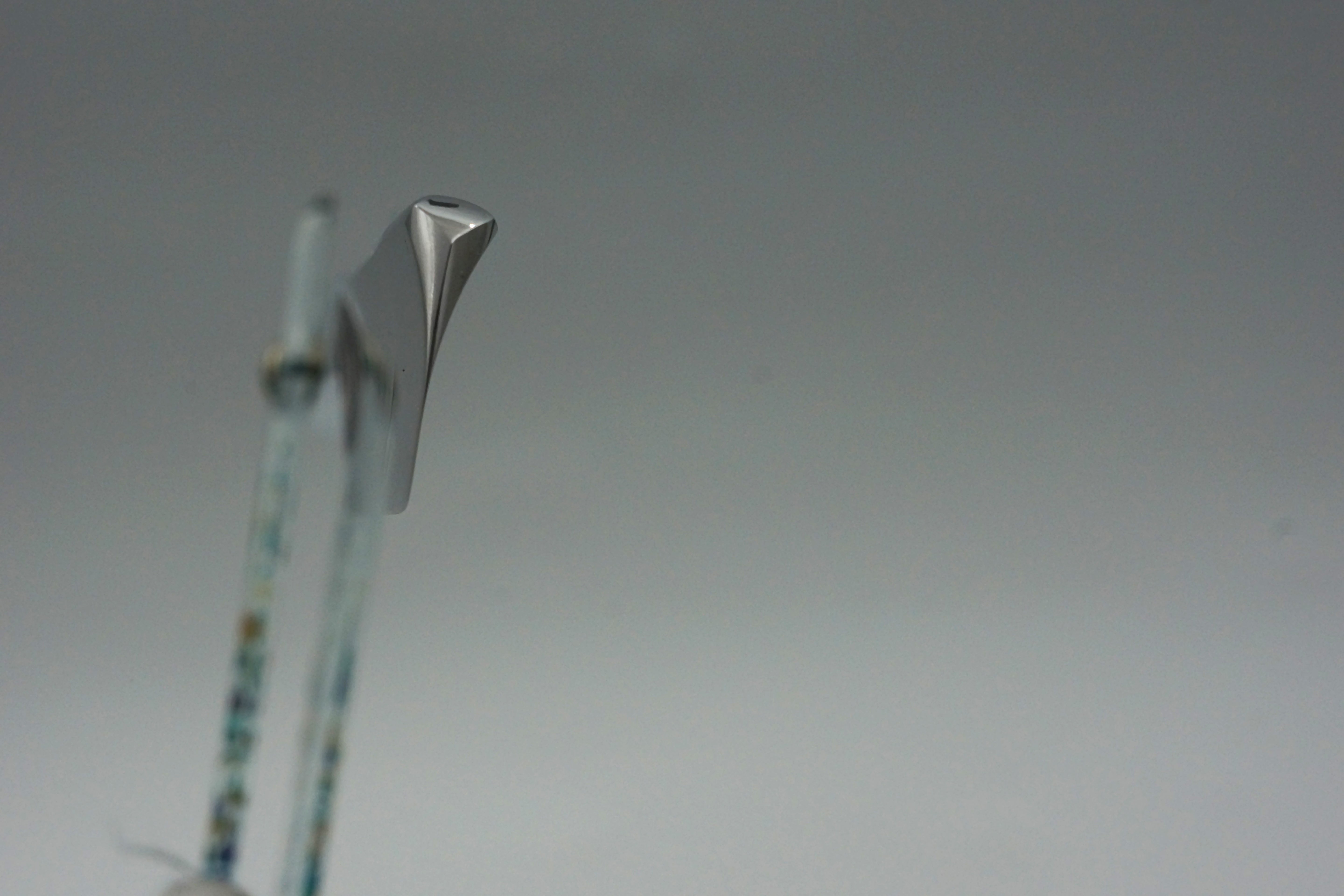 Griffith 13/16 Silver Steel Full Hollow Blade - Teal Dots and Glitter Acrylic Scales Artisan Straight Razor - Shave Ready