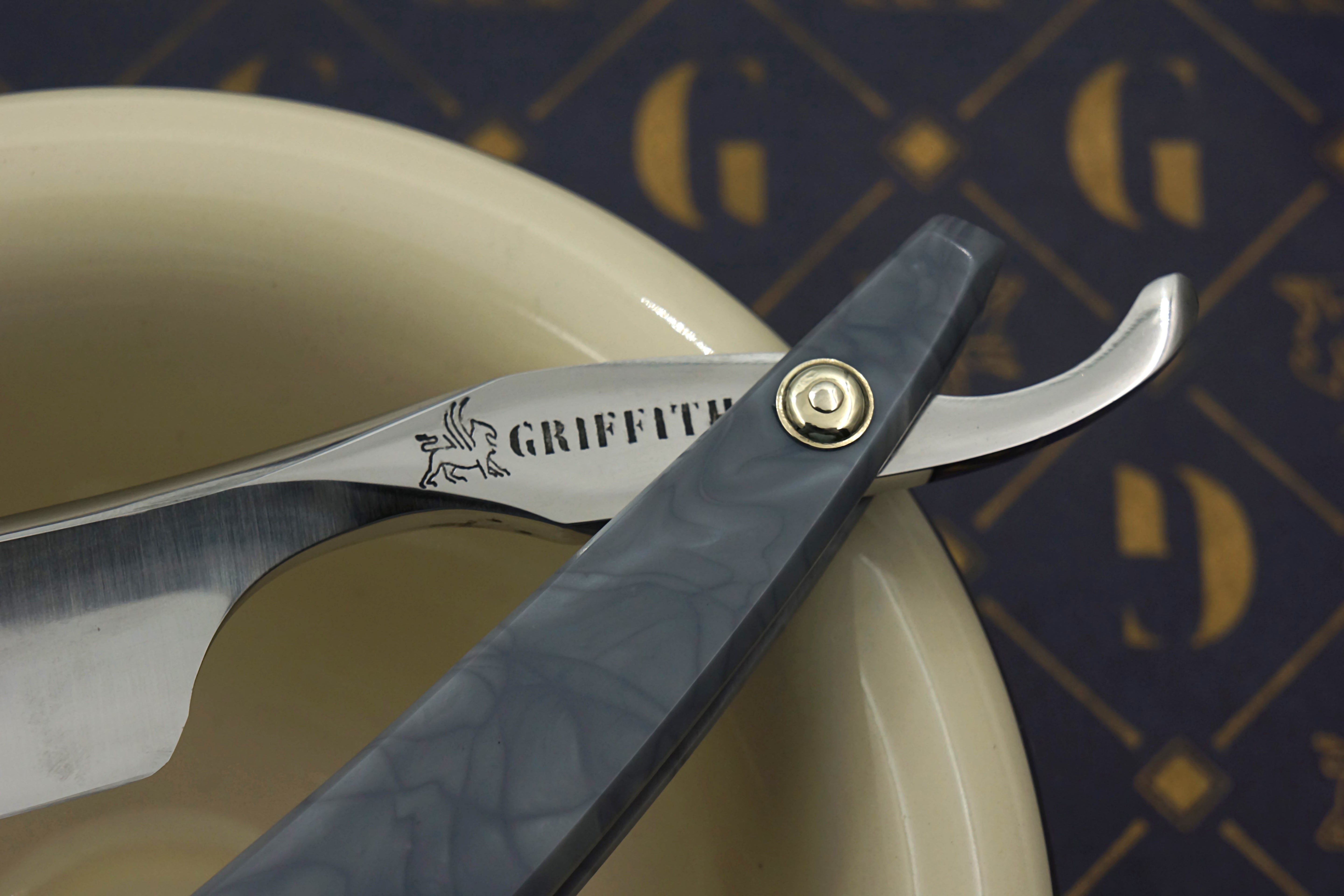 Griffith 13/16 Silver Steel Full Hollow Blade - Snow Tactical Juma Scales Artisan Straight Razor - Shave Ready