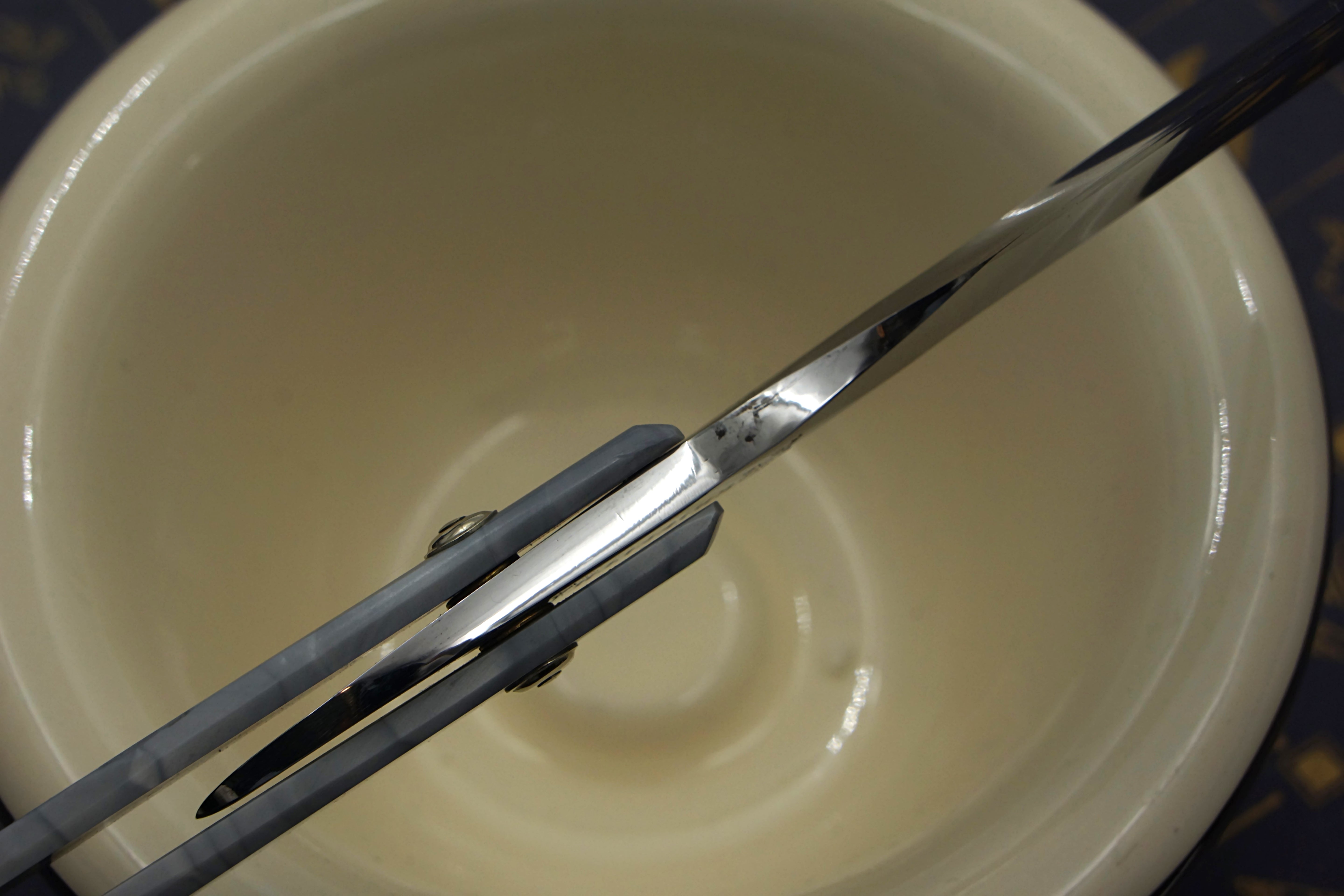 Griffith 13/16 Silver Steel Full Hollow Blade - Snow Tactical Juma Scales Artisan Straight Razor - Shave Ready