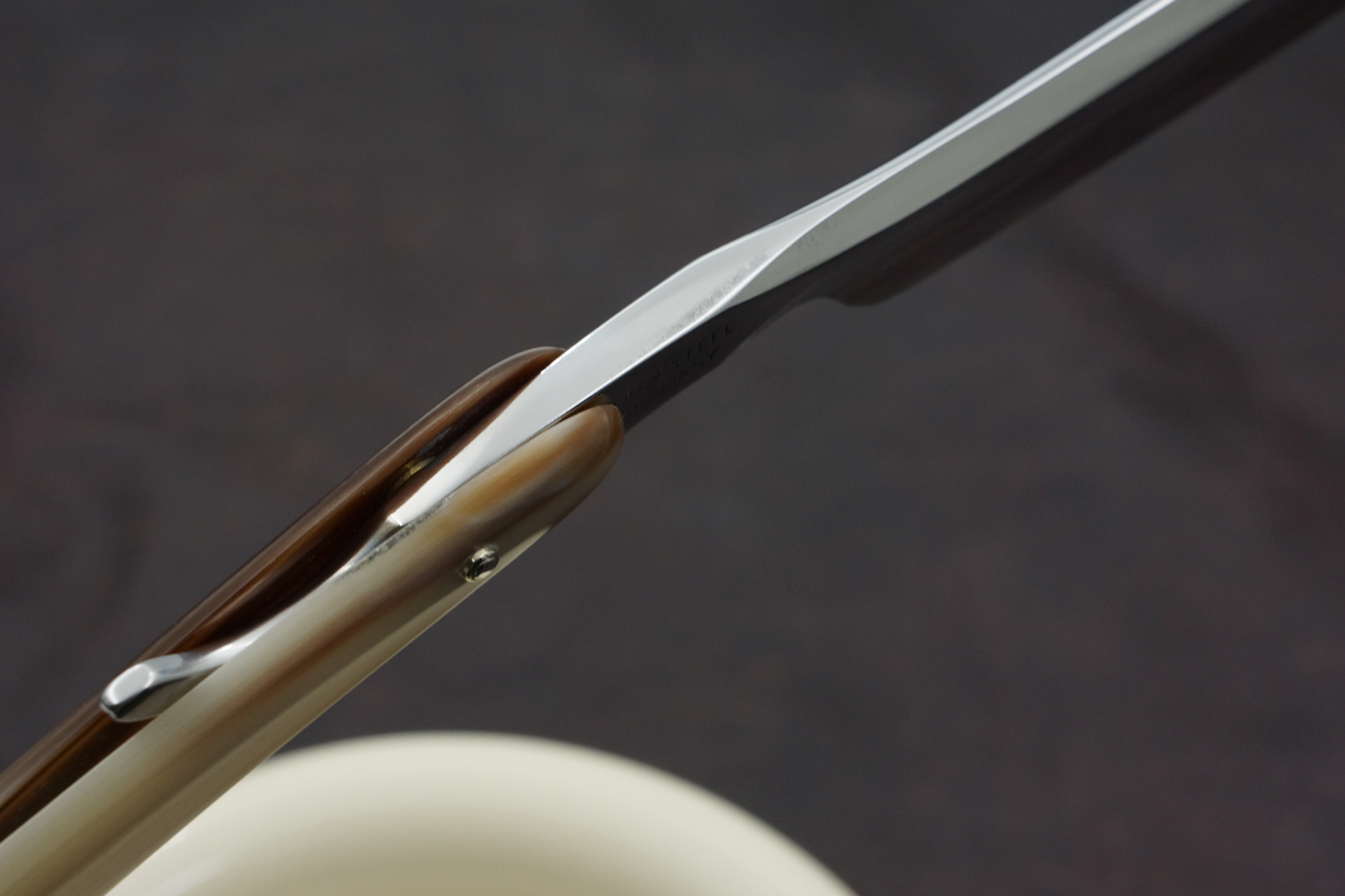 Wacker 6/8 Full Hollow Blade - Horn Scales Solingen Straight Razor - Shave Ready