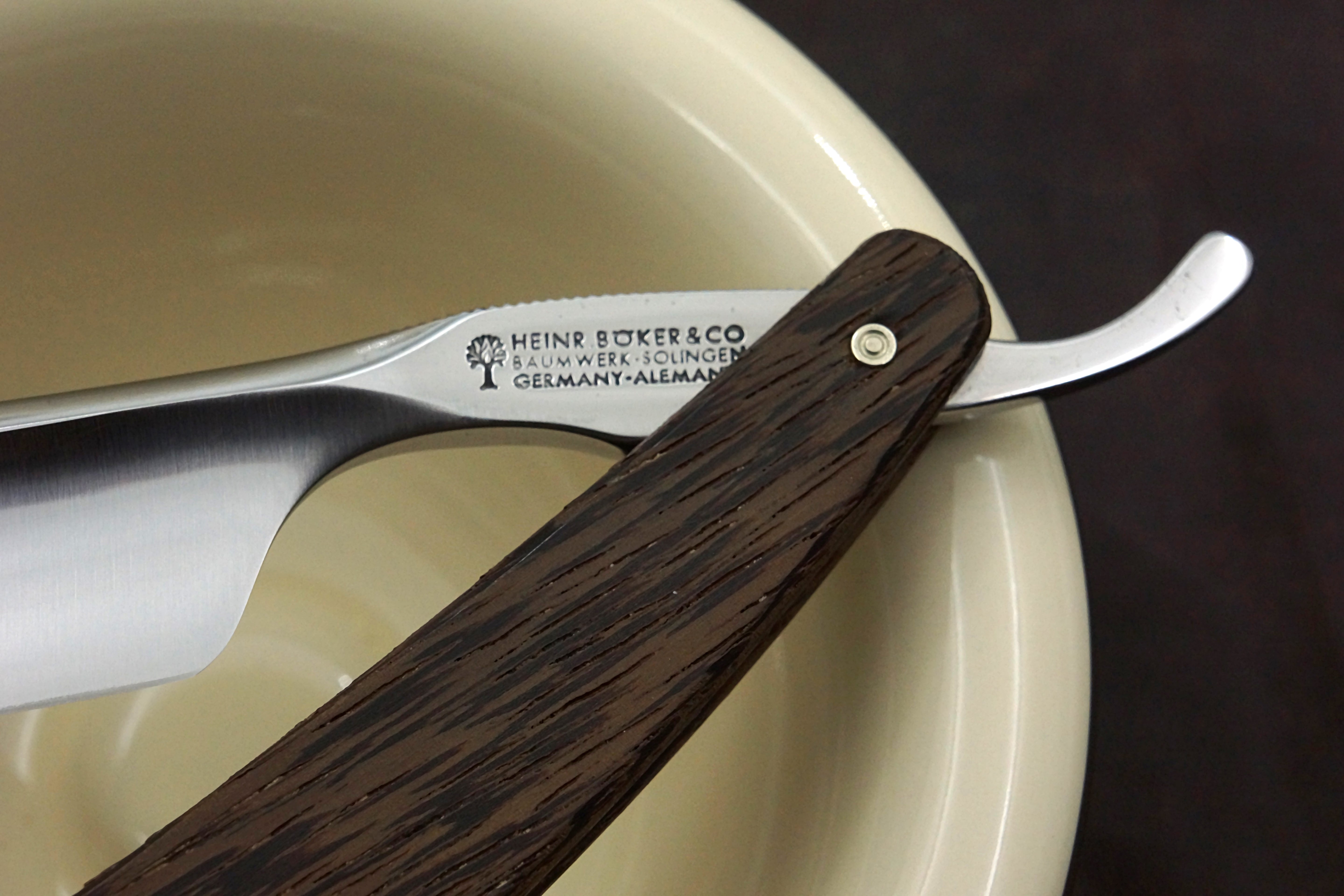 Boker "The Celebrated" 6/8 Full Hollow Blade with Wenge Scales - Preowned Solingen Straight Razor - Shave Ready