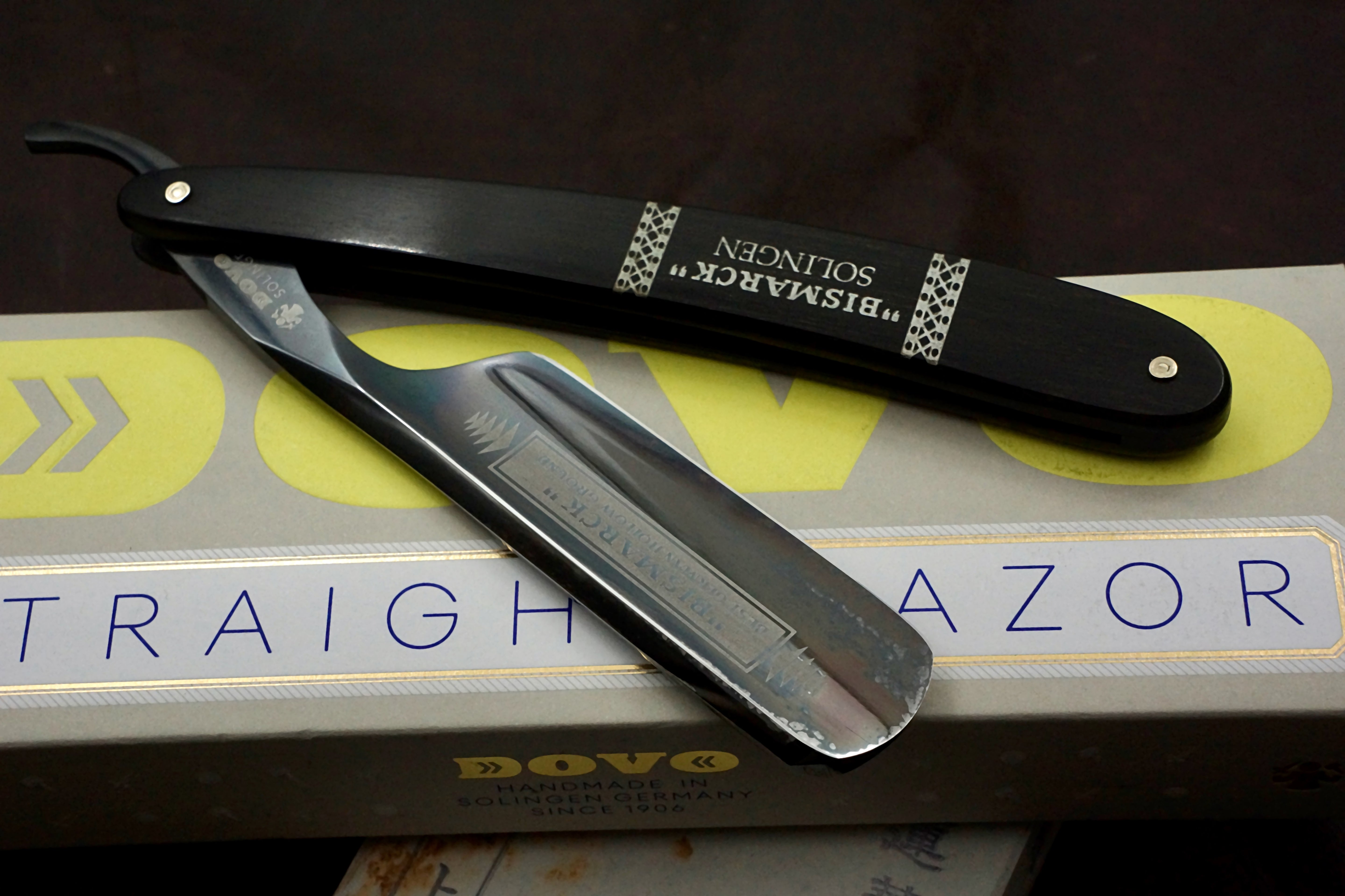 Dovo "Bismarck Ebony" - Preowned 6/8 Full Hollow Blade - Solingen Straight Razor - Shave Ready