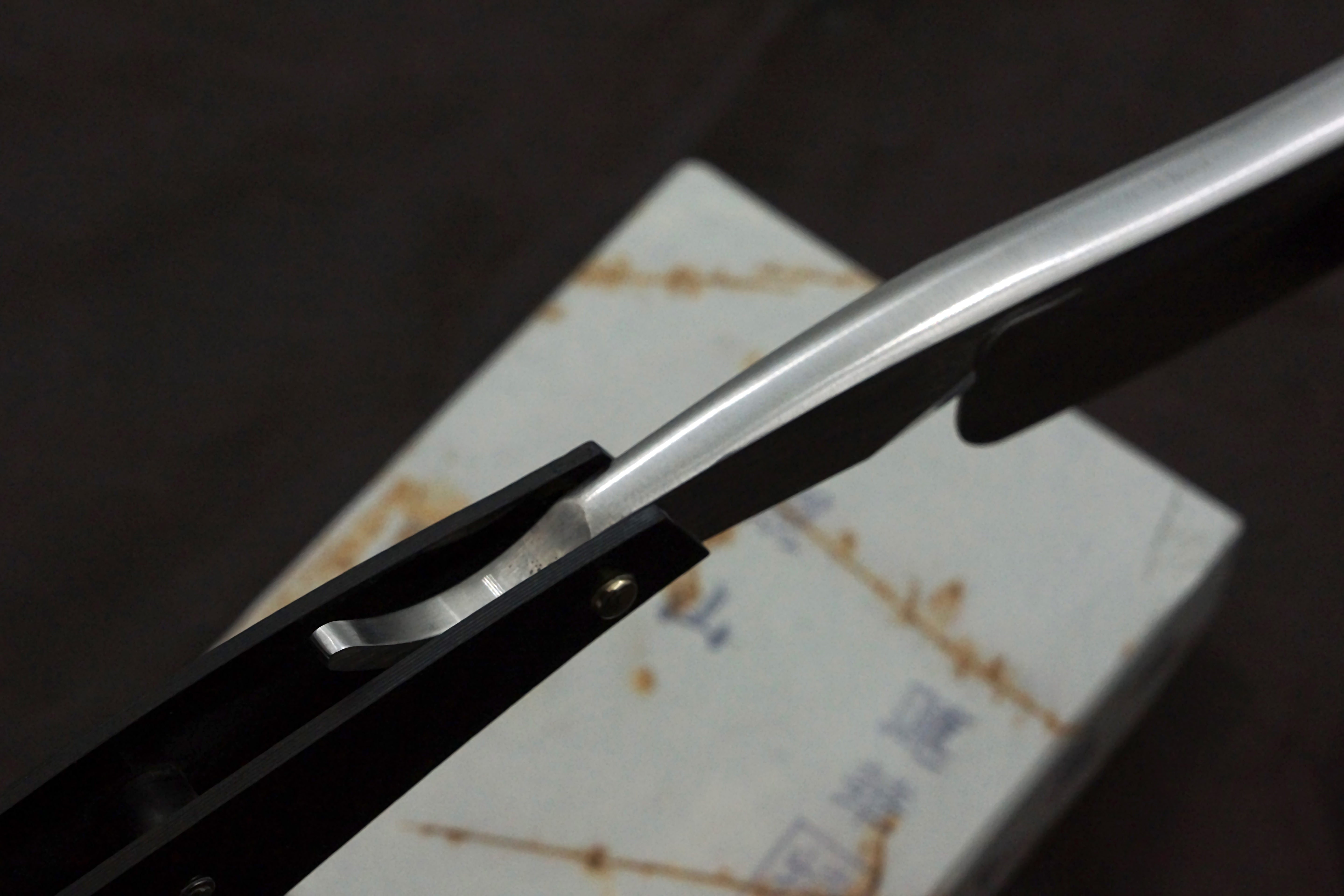 Grim Butcher 9/8 Full Hollow Blade with Carbon Fiber Scales - Preowned Straight Razor - Shave Ready