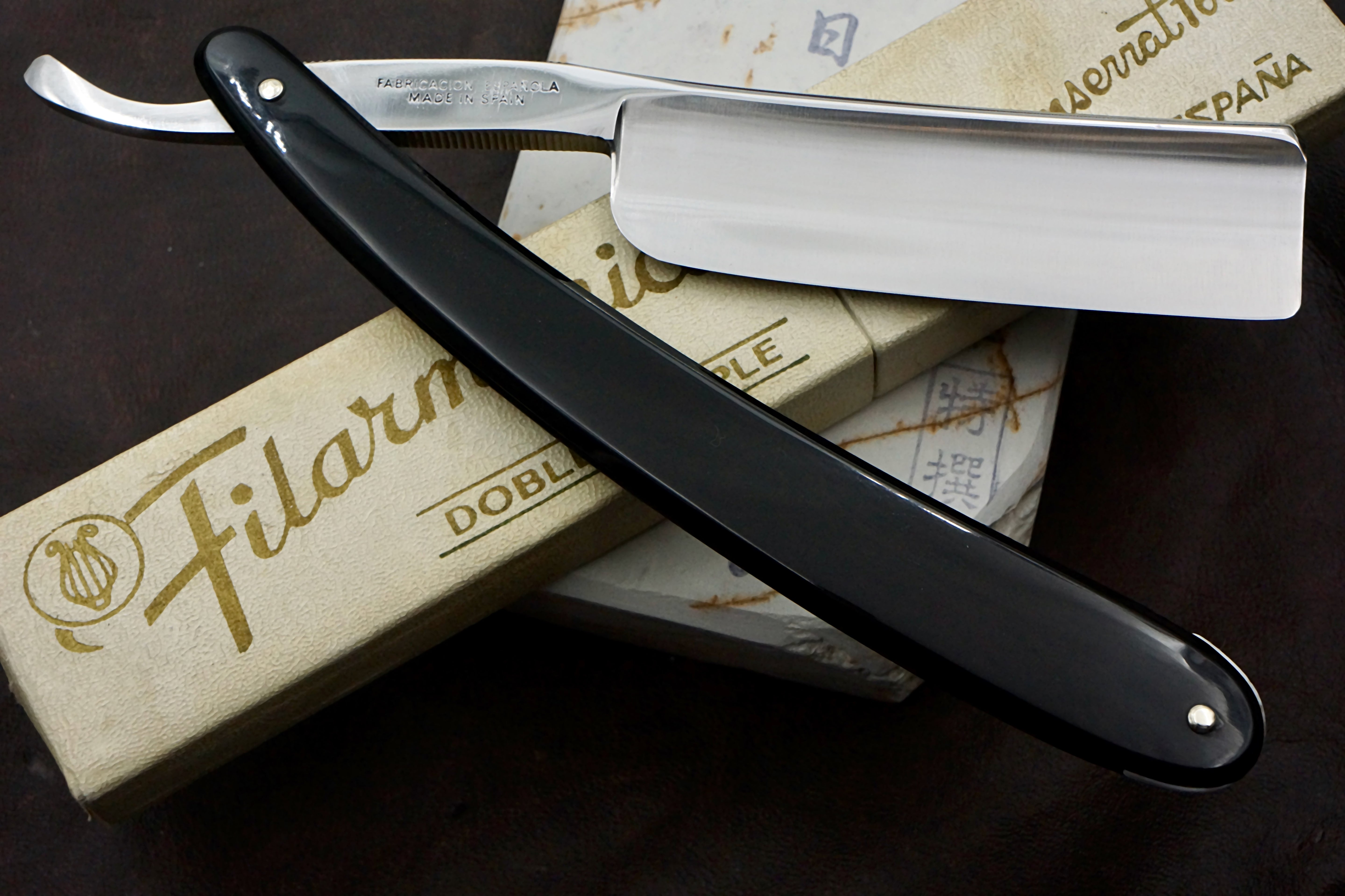 Filarmonica JMP Doble Temple No. 14 15/16" Full Hollow Blade - Near Mint Vintage Spanish Straight Razor - Shave Ready