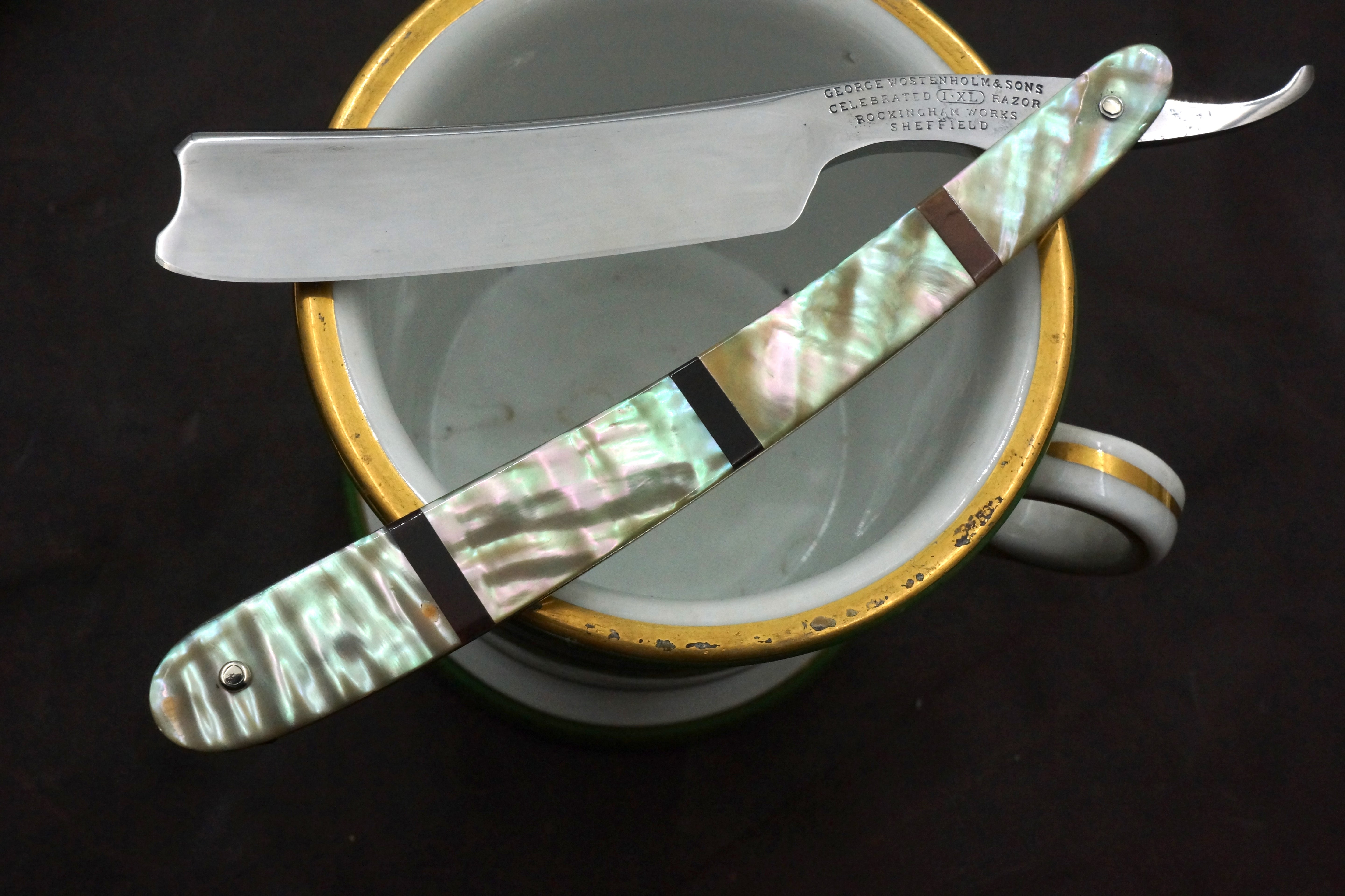 George Wostenholm & Sons - 11/16 Blade with Mother of Pearl Scales - Fully Restored Sheffield Straight Razor - Shave Ready