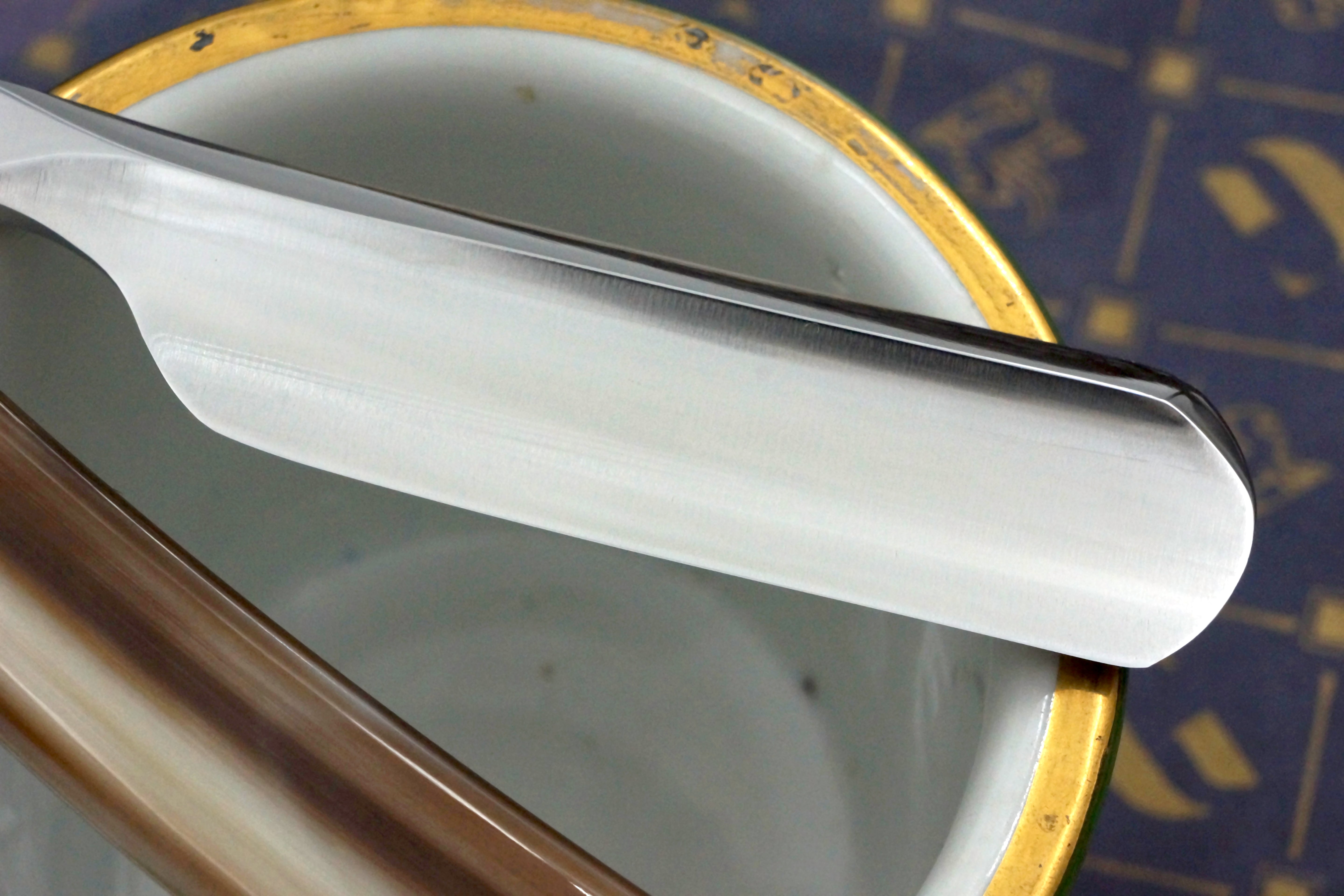 Wacker 6/8 Full Hollow Blade - Horn Scales Solingen Straight Razor - Shave Ready