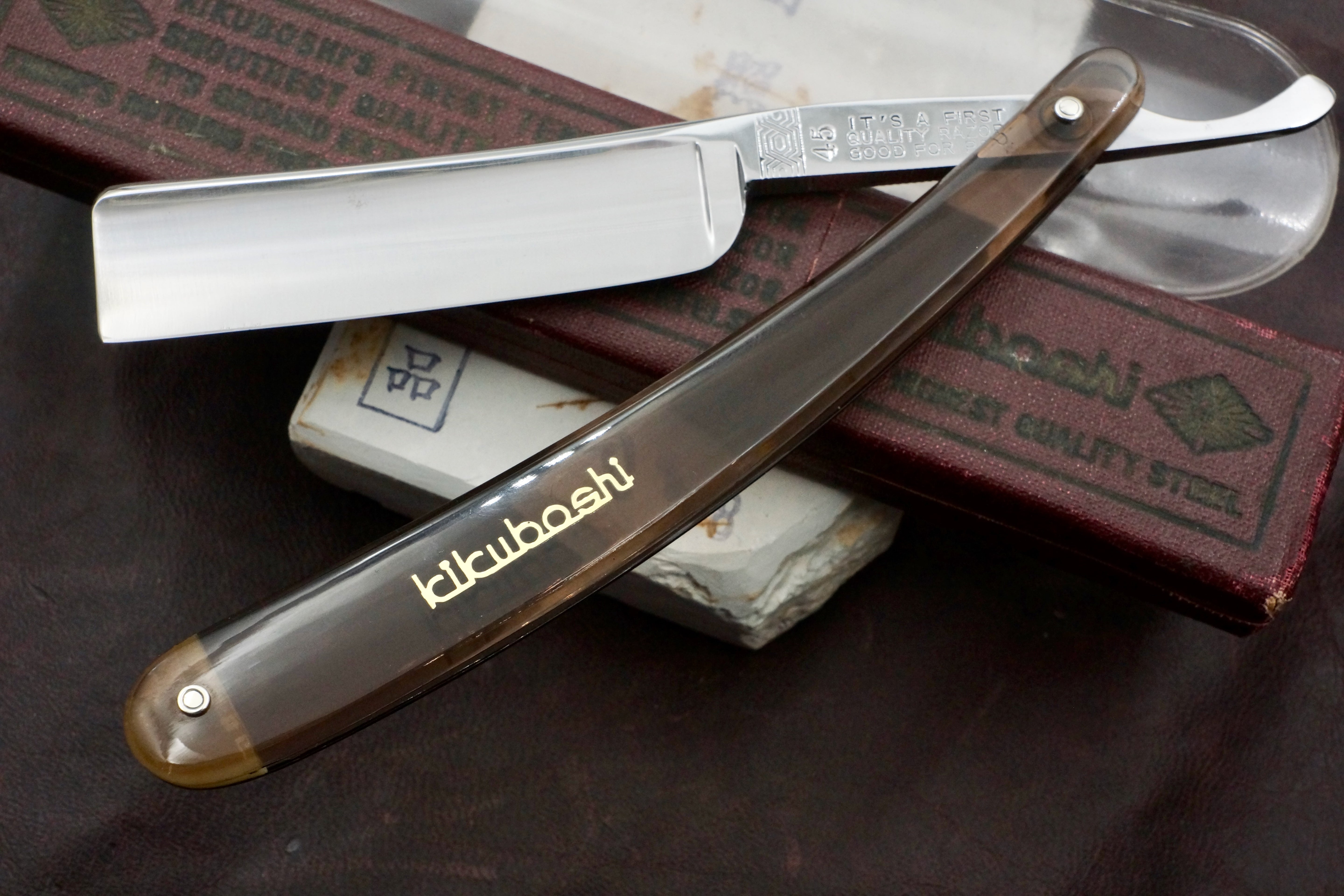 Kikuboshi No. 45 6/8 Full Hollow Blade - Gorgeous Near Mint Vintage Japanese Straight Razor - Shave Ready