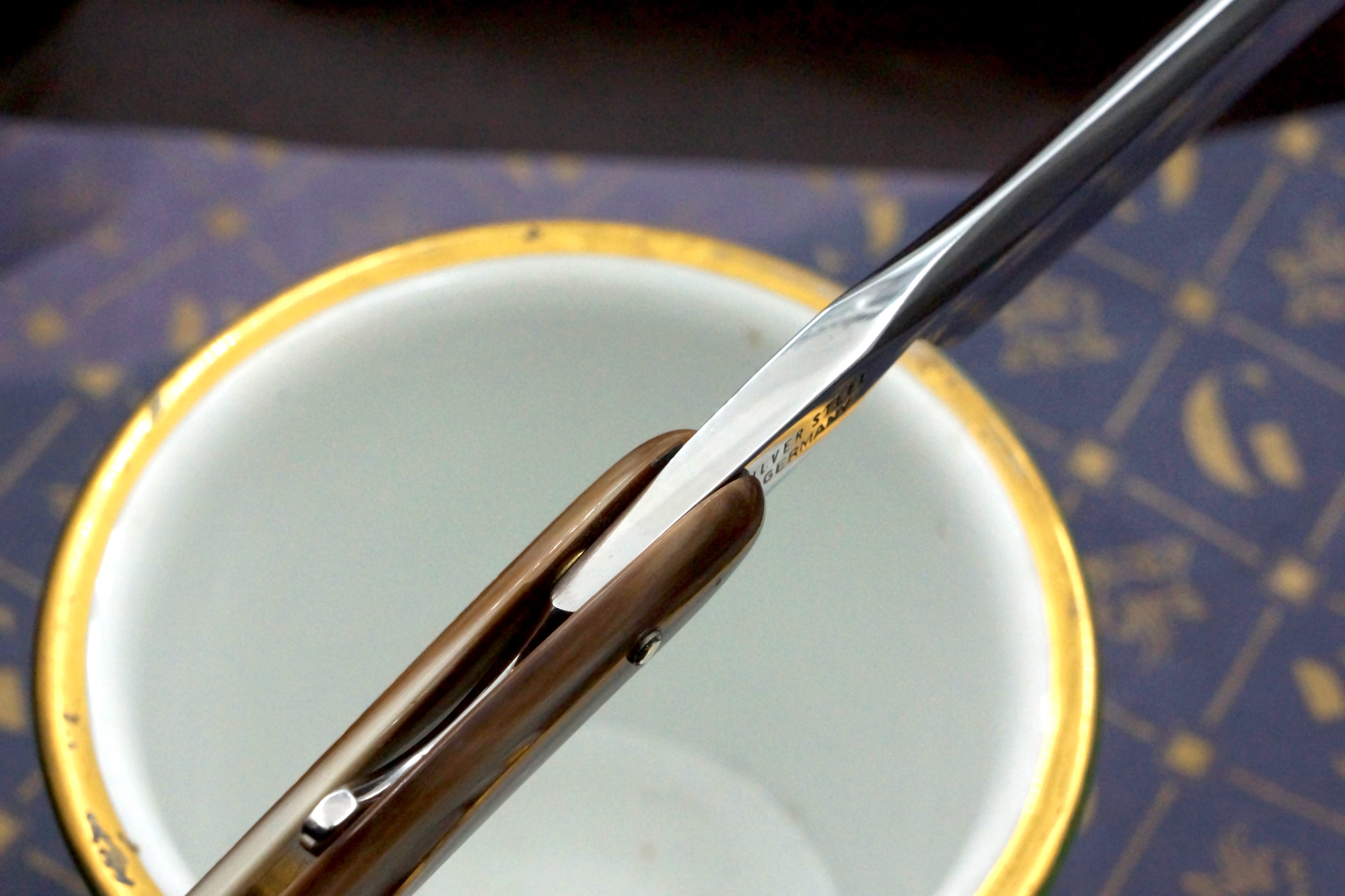 Wacker 6/8 Full Hollow Blade - Horn Scales Solingen Straight Razor - Shave Ready