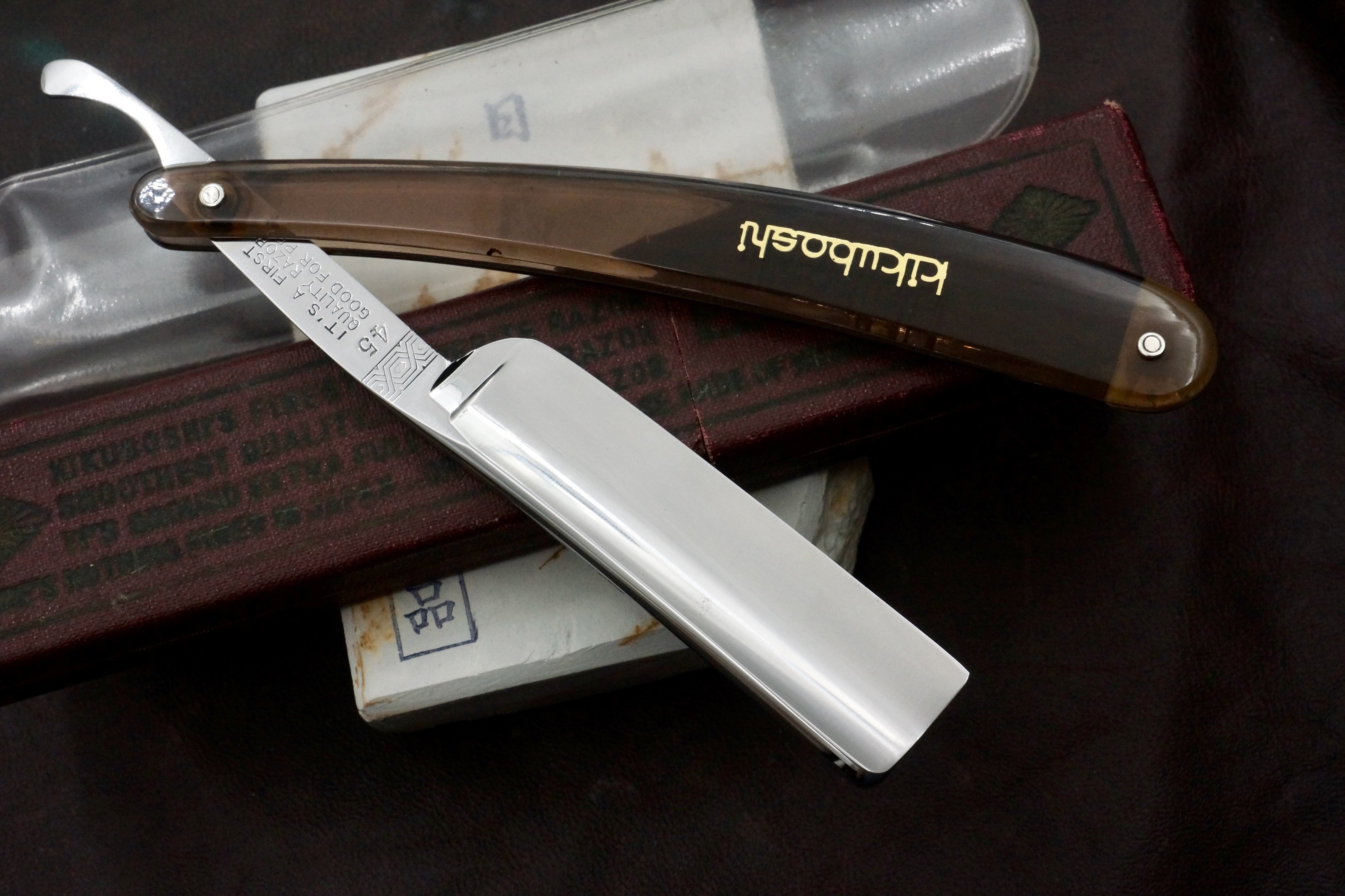 Kikuboshi No. 45 6/8 Full Hollow Blade - Gorgeous Near Mint Vintage Japanese Straight Razor - Shave Ready