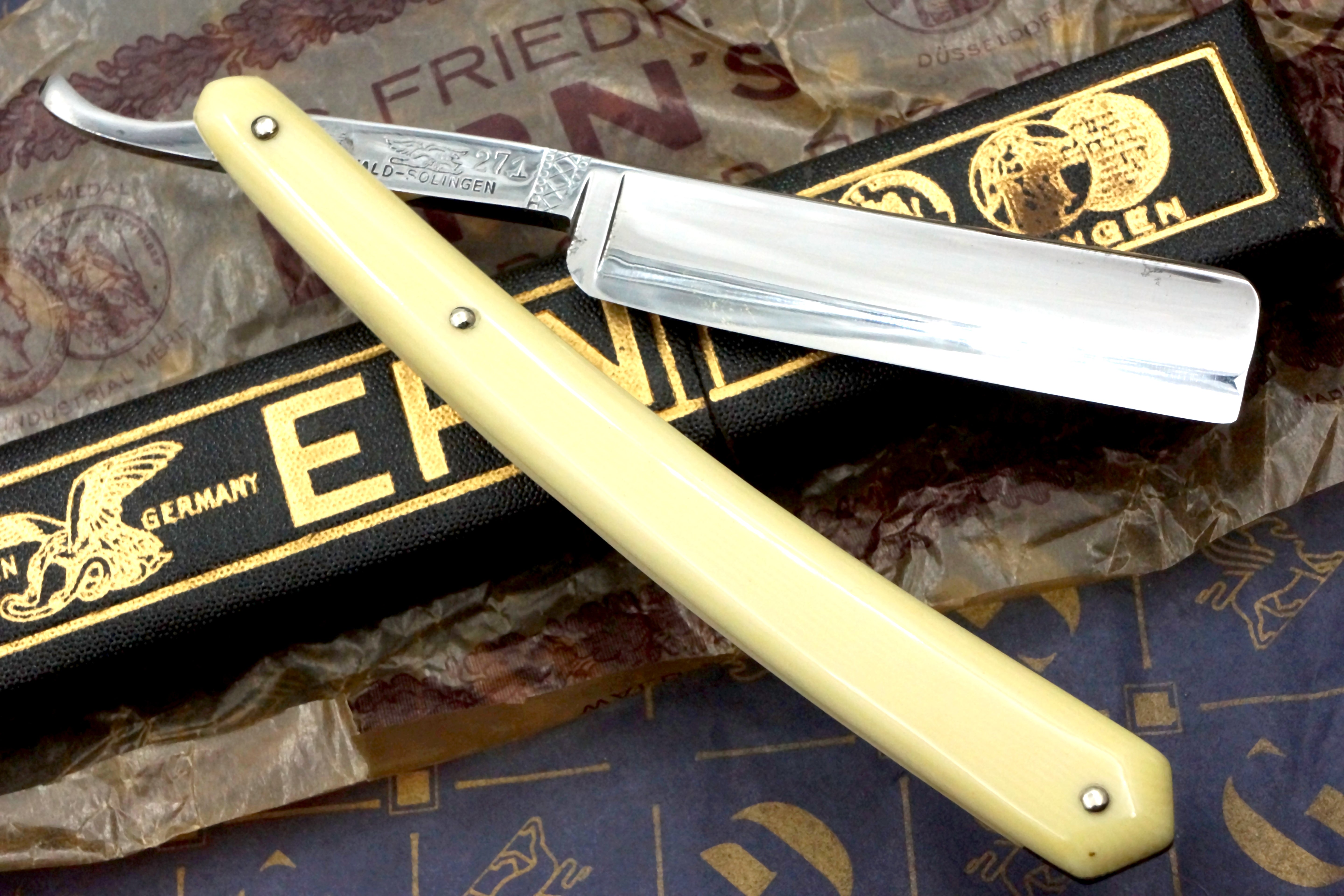 Carl Friederich Ern - NOS 11/16 Full Hollow Blade - Vintage Solingen Straight Razor - Shave Ready
