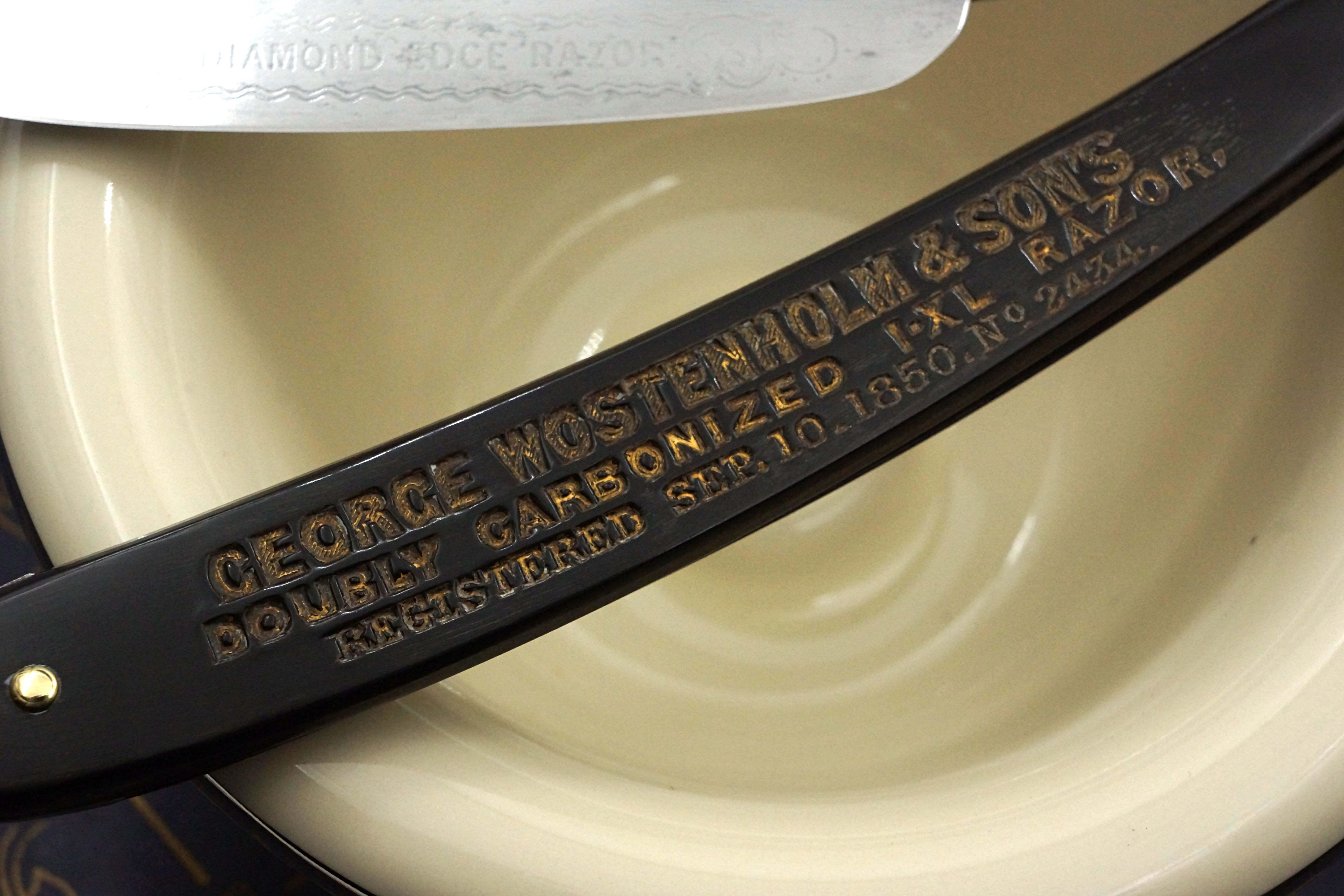 George Wostenholm & Son 7/8 Doubly Carbonized "Diamond Edge" - Rare Fancy Vintage Sheffield Straight Razor - Shave Ready