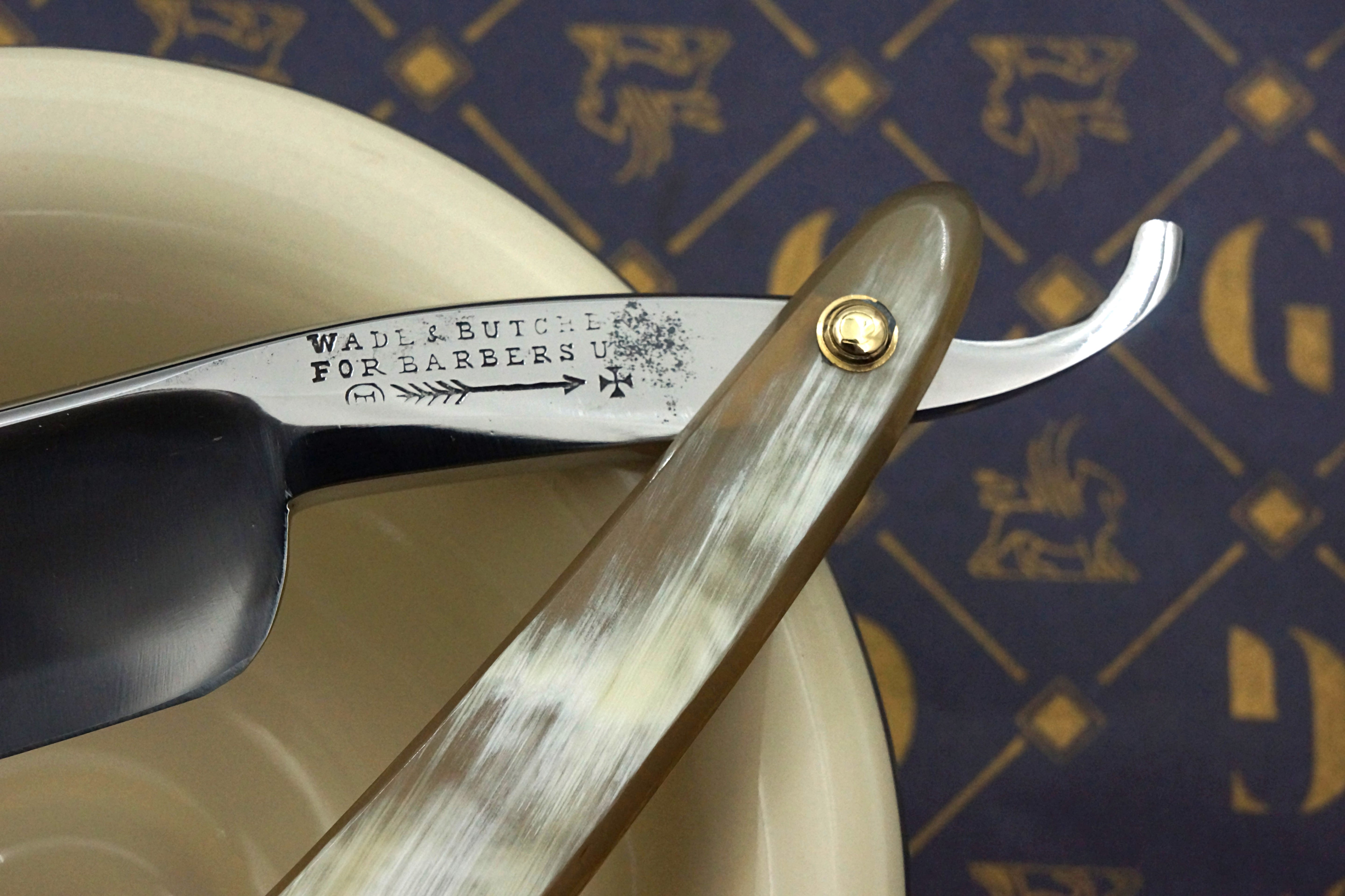 Wade & Butcher "For Barbers Use" - 1" Blade with New Horn Scales - Restored Sheffield Straight Razor - Shave Ready