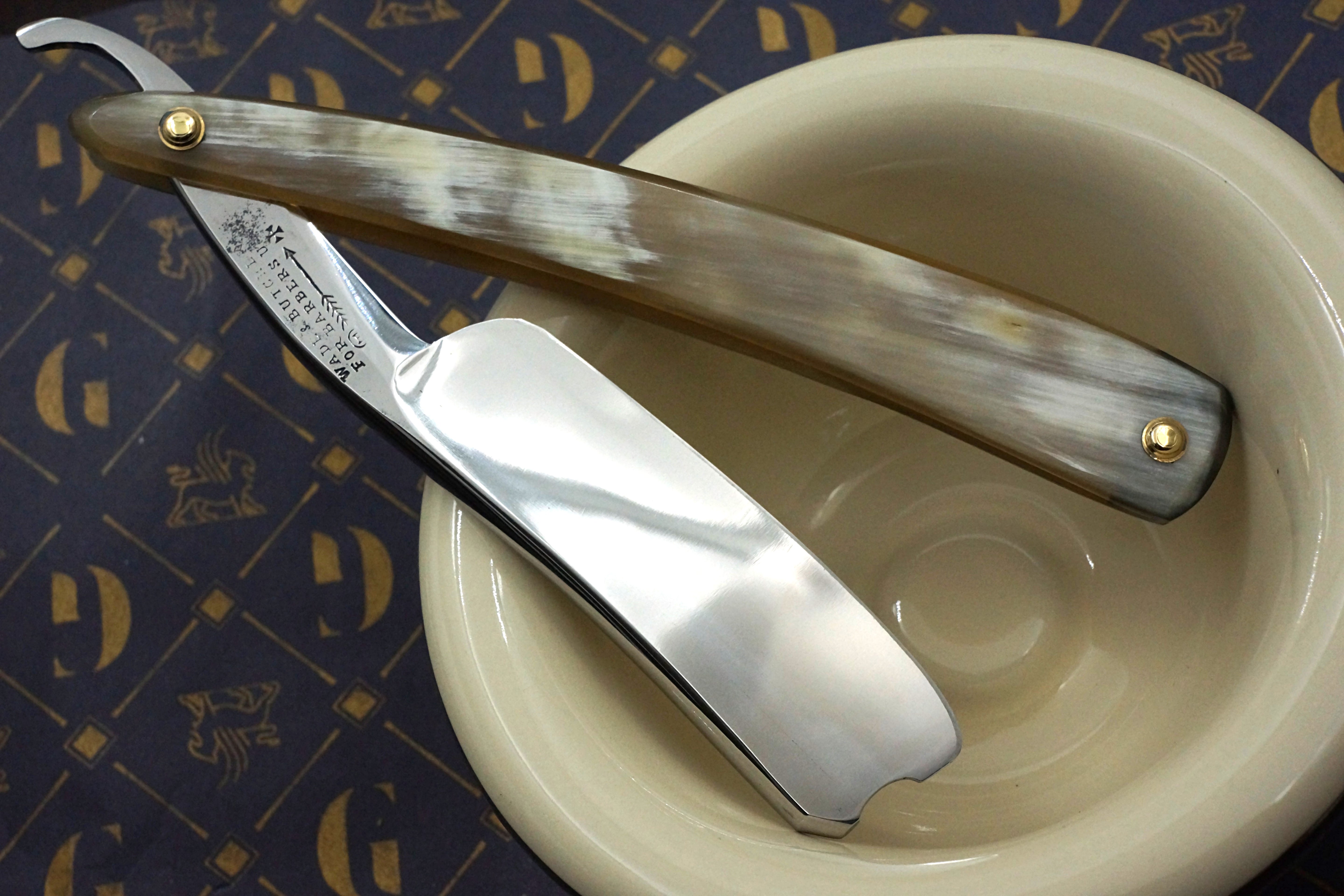 Wade & Butcher "For Barbers Use" - 1" Blade with New Horn Scales - Restored Sheffield Straight Razor - Shave Ready