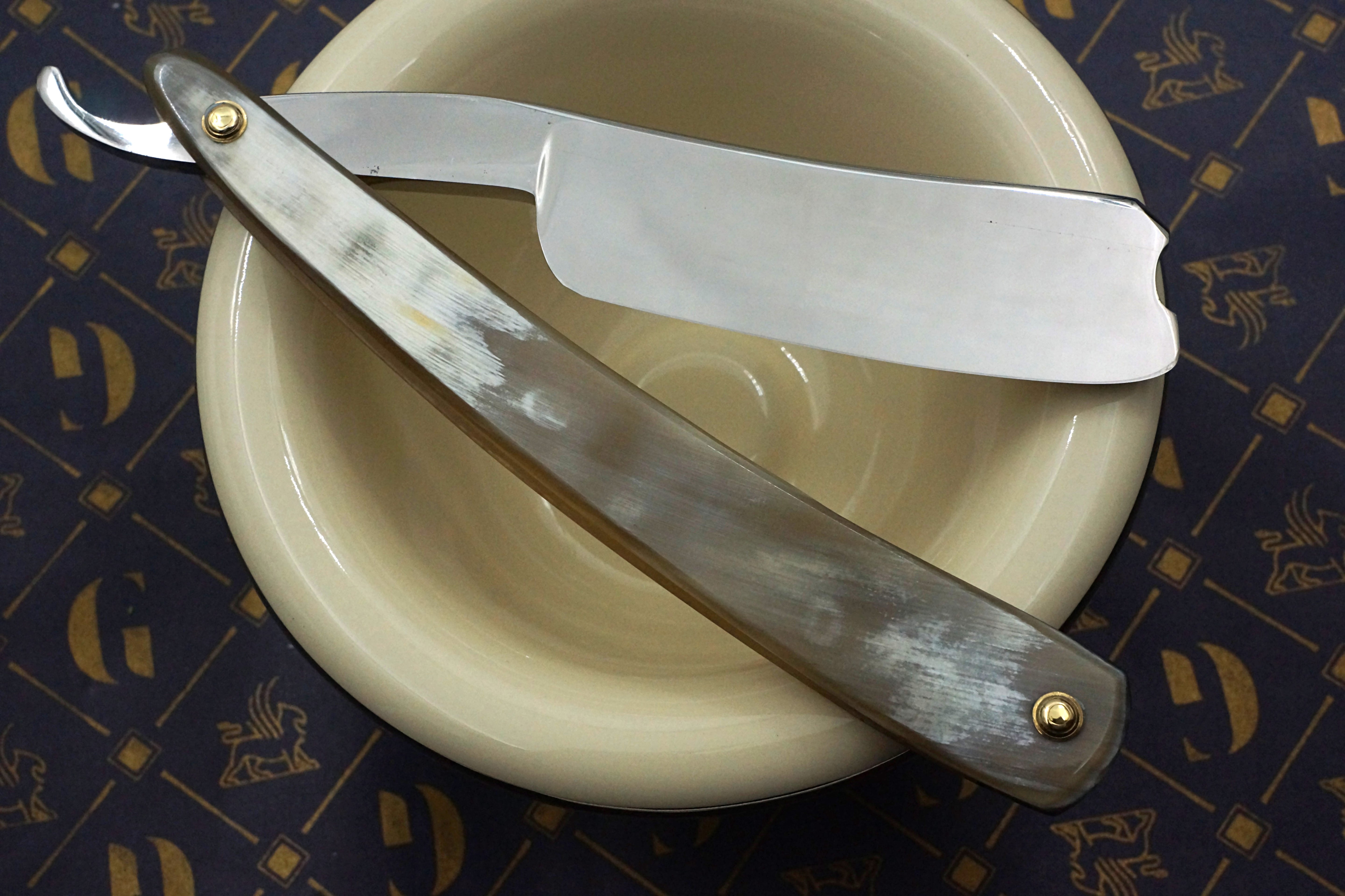 Wade & Butcher "For Barbers Use" - 1" Blade with New Horn Scales - Restored Sheffield Straight Razor - Shave Ready